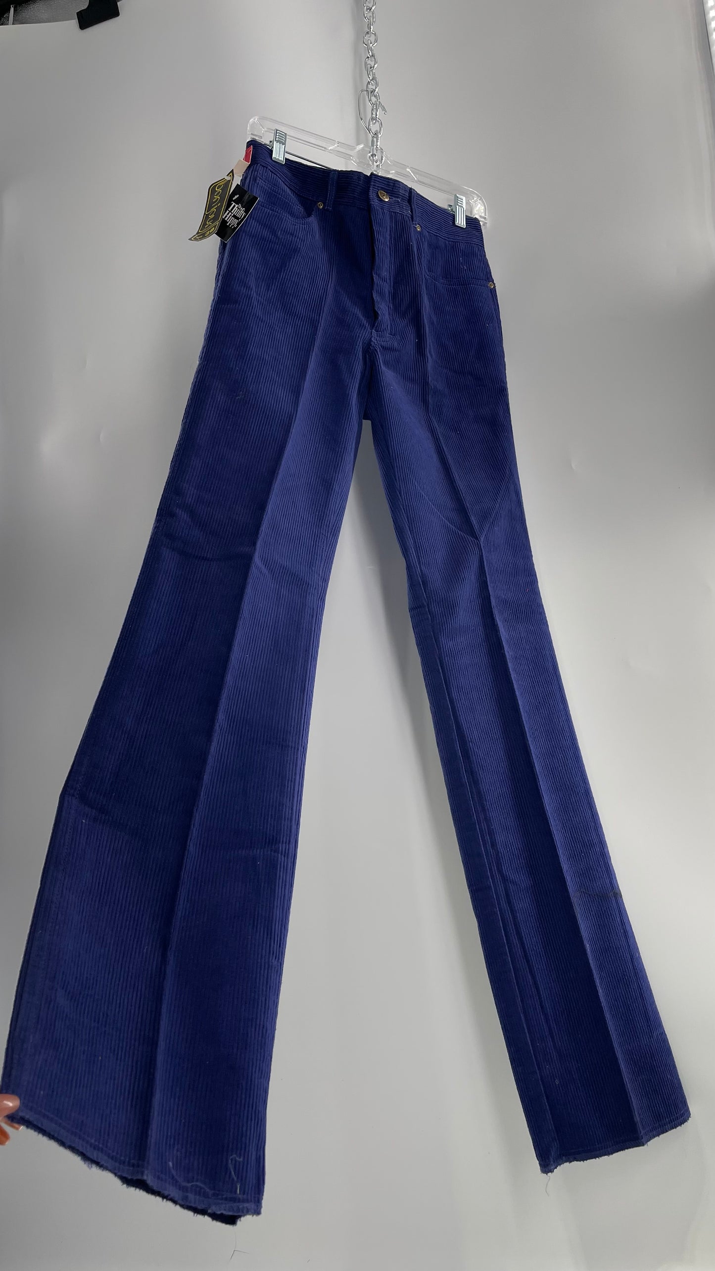 Deadstock Ultra Rare Vintage 1980s BON JOUR Cobalt Blue High Waisted Corduroy Straight Legs (29)