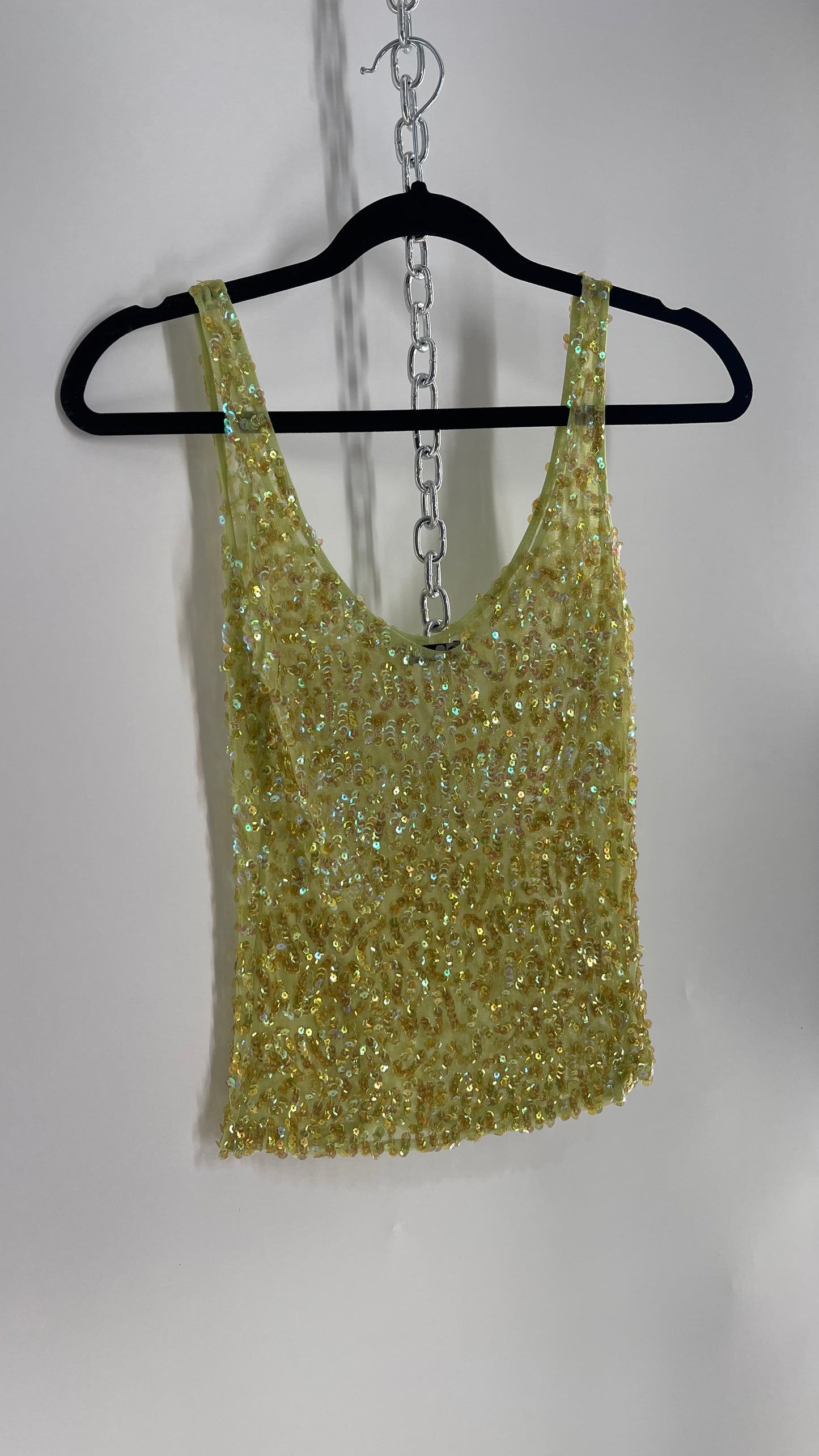 Vintage MEZZO Italy Green Sequin Tank (Medium)