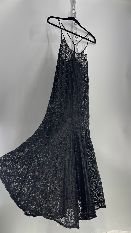 Intimately Free People Black Lace Maxi Gown (Small)