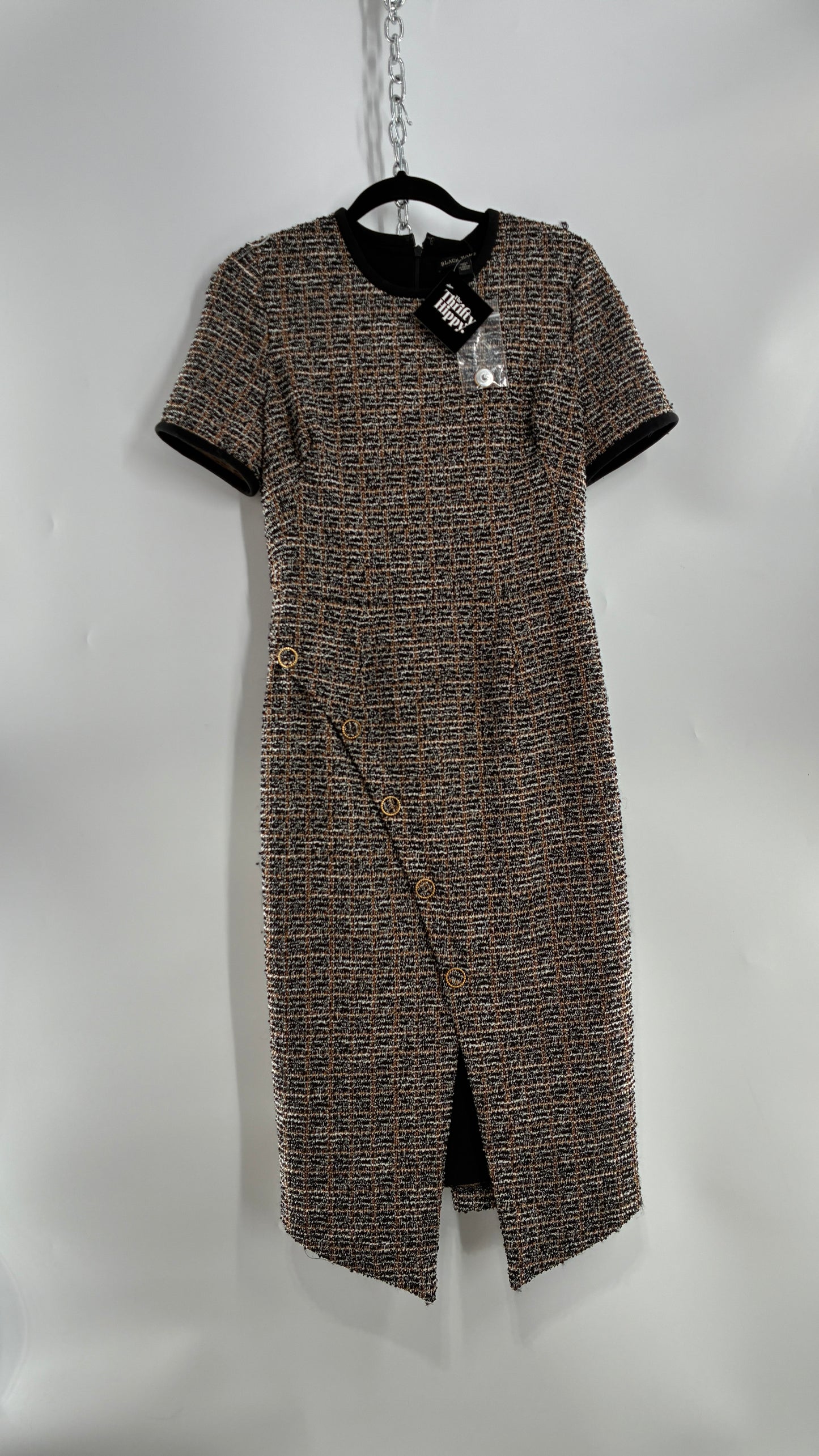 BLACK HALO Tweed Midi Dress with Tags Attached (8)