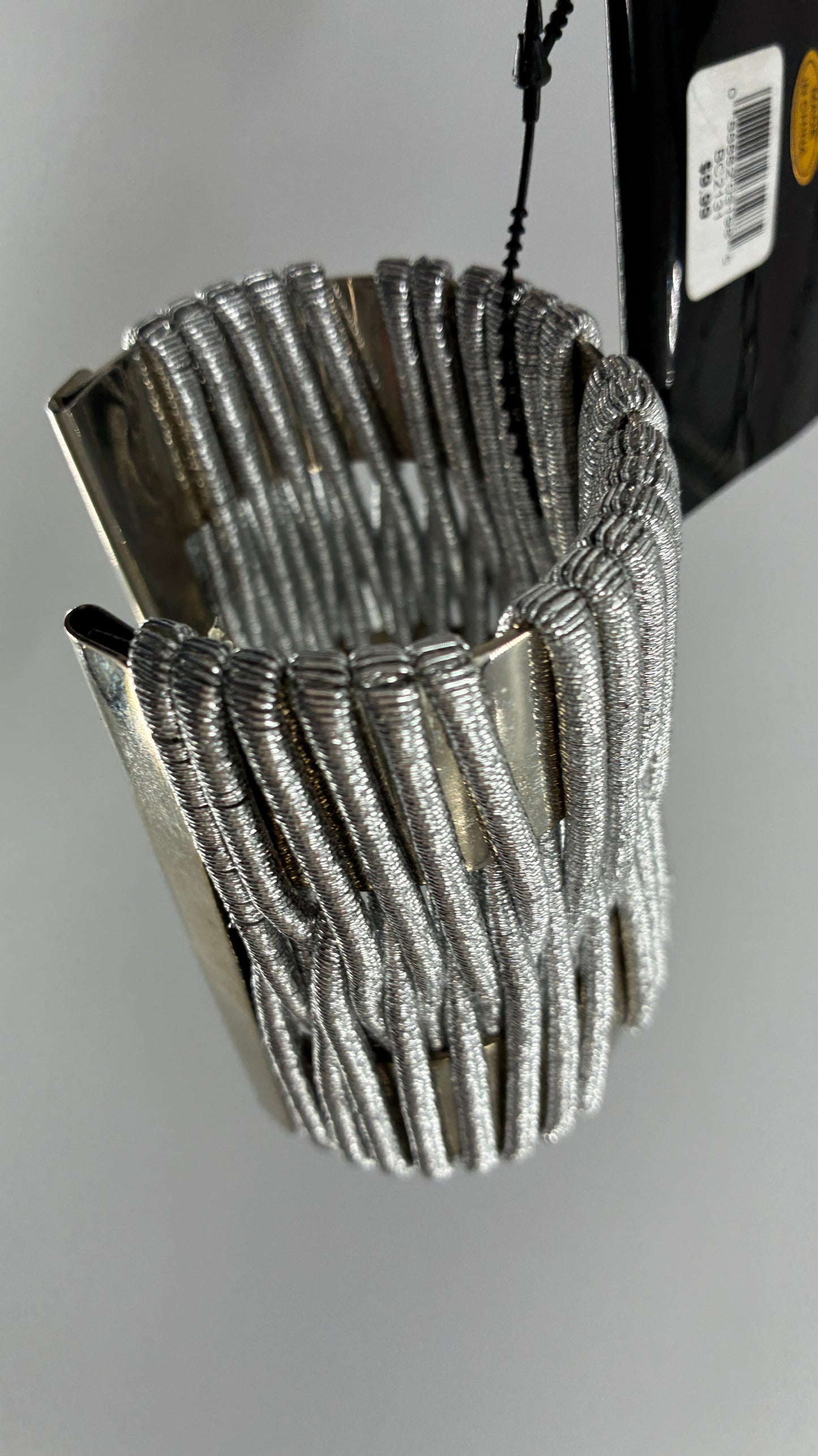 Deadstock Vintage MADRAG Silver Oversized Bangle Cuff with Metallic Bands