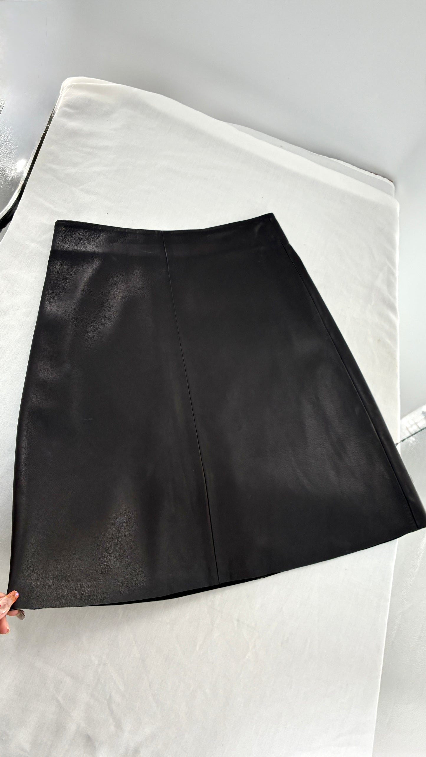 IRIS & INK 100% Black Lamb Leather Skirt (10)