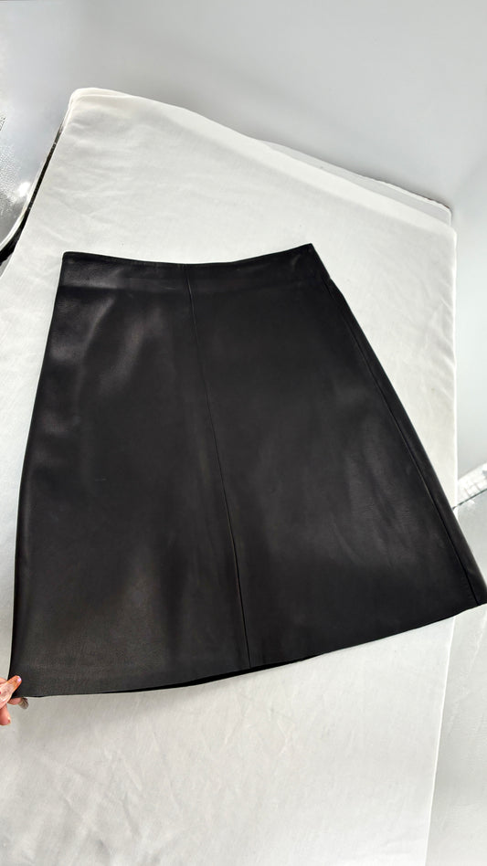 IRIS & INK 100% Black Lamb Leather Skirt (10)