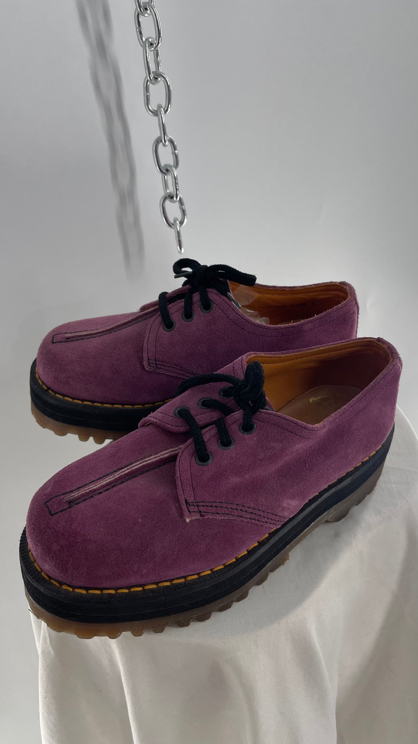 SUPER RARE Vintage Dr. Martens Platform Purple/Mauve Suede Leather Oxfords (3)