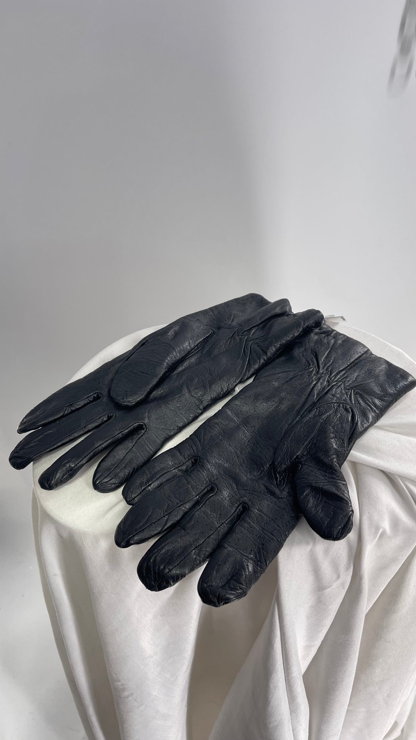 Vintage Black Leather Gloves