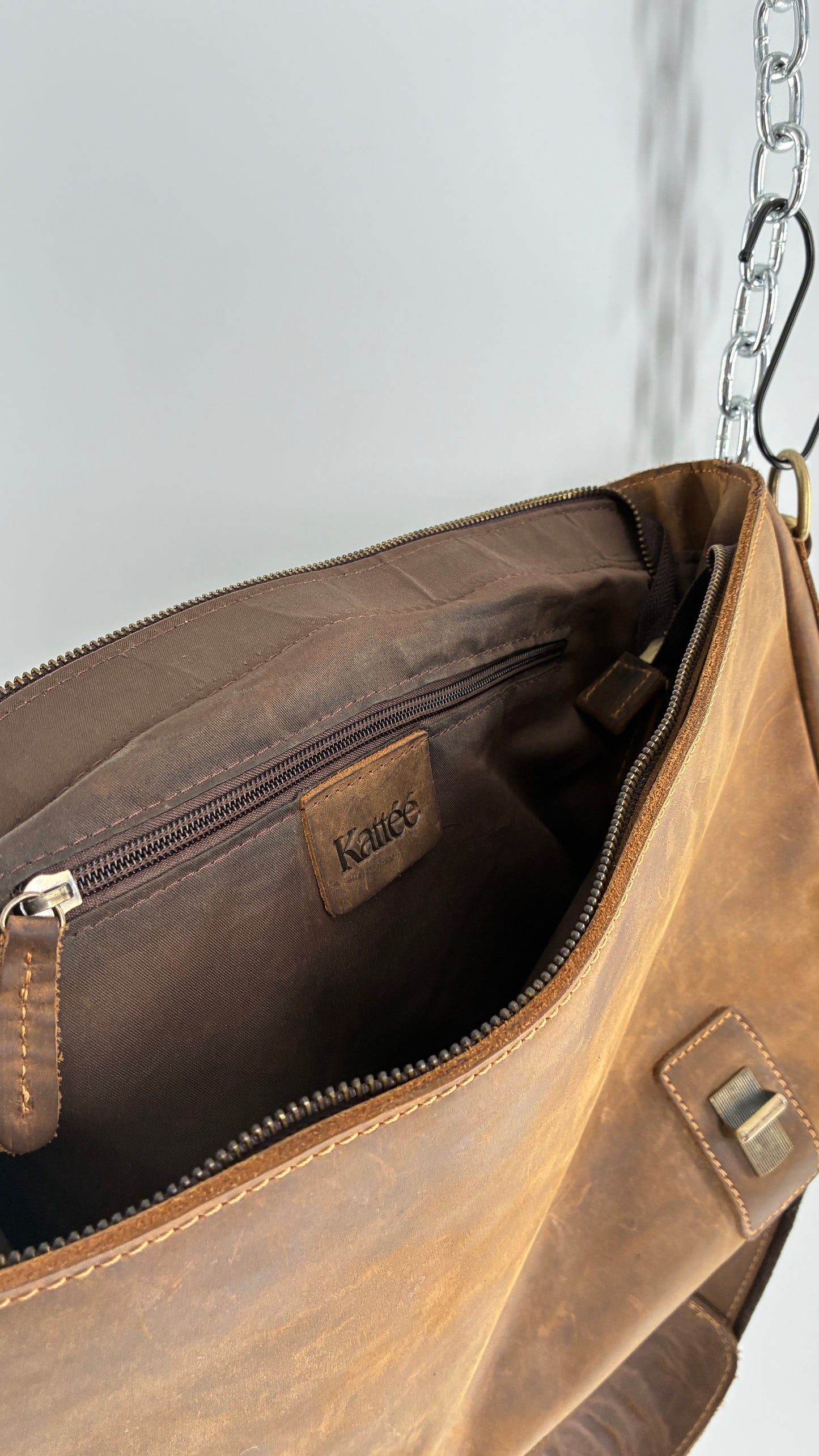 KATTEE Heavy Duty, Thick Genuine Leather Briefcase School Satchel Messenger Bag