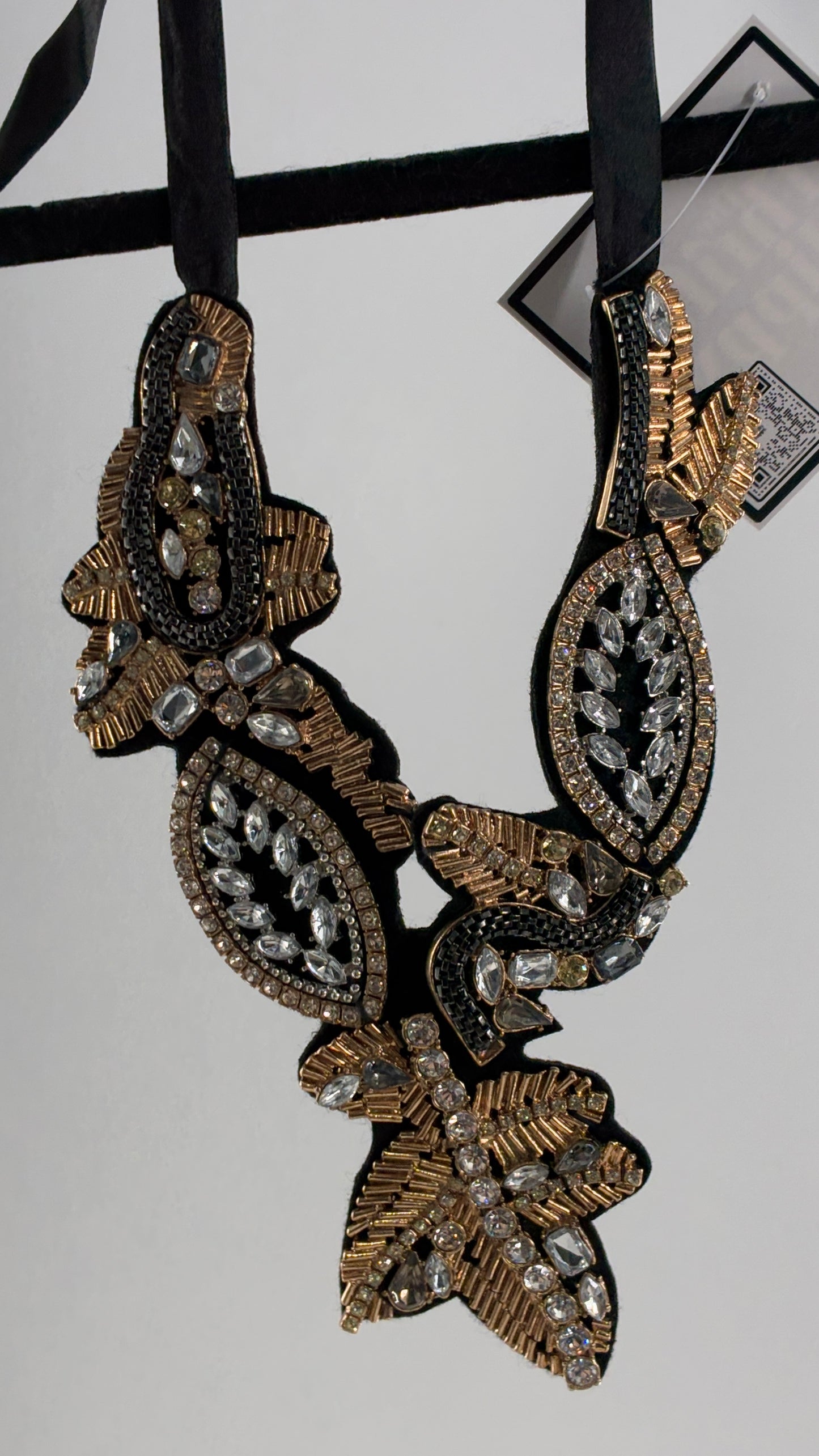 Vintage Ornate Beaded and Embroidered Adjustable Choker Necklace