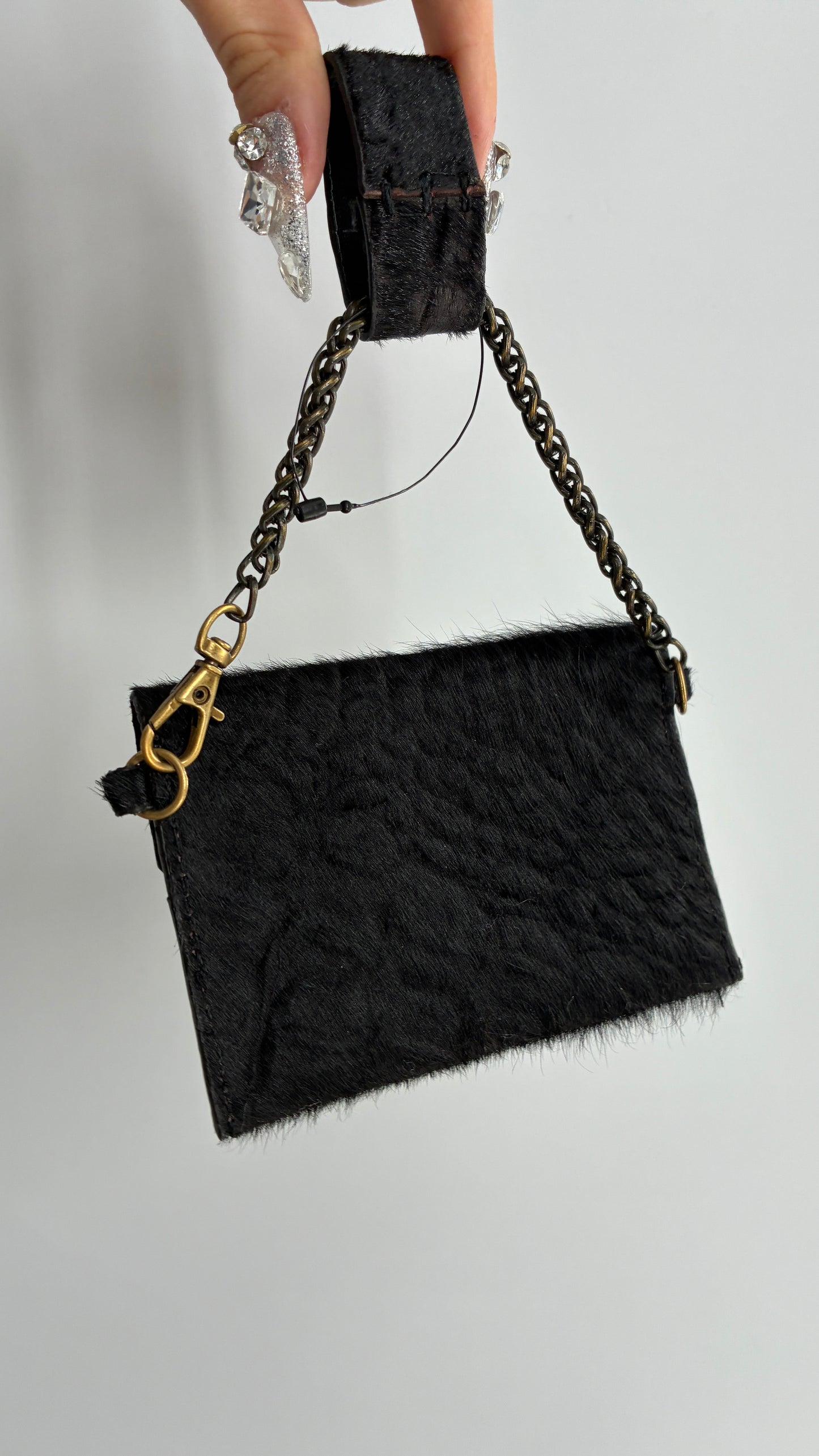 Free People Black Hide Genuine Leather Envelope Belt Pouch