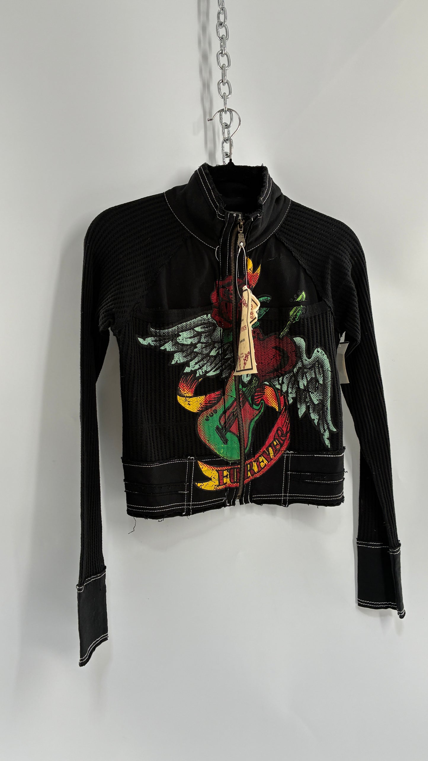 Deadstock 1990s Vintage WILD PUNCH Cropped Graphic Zip Up (Large)
