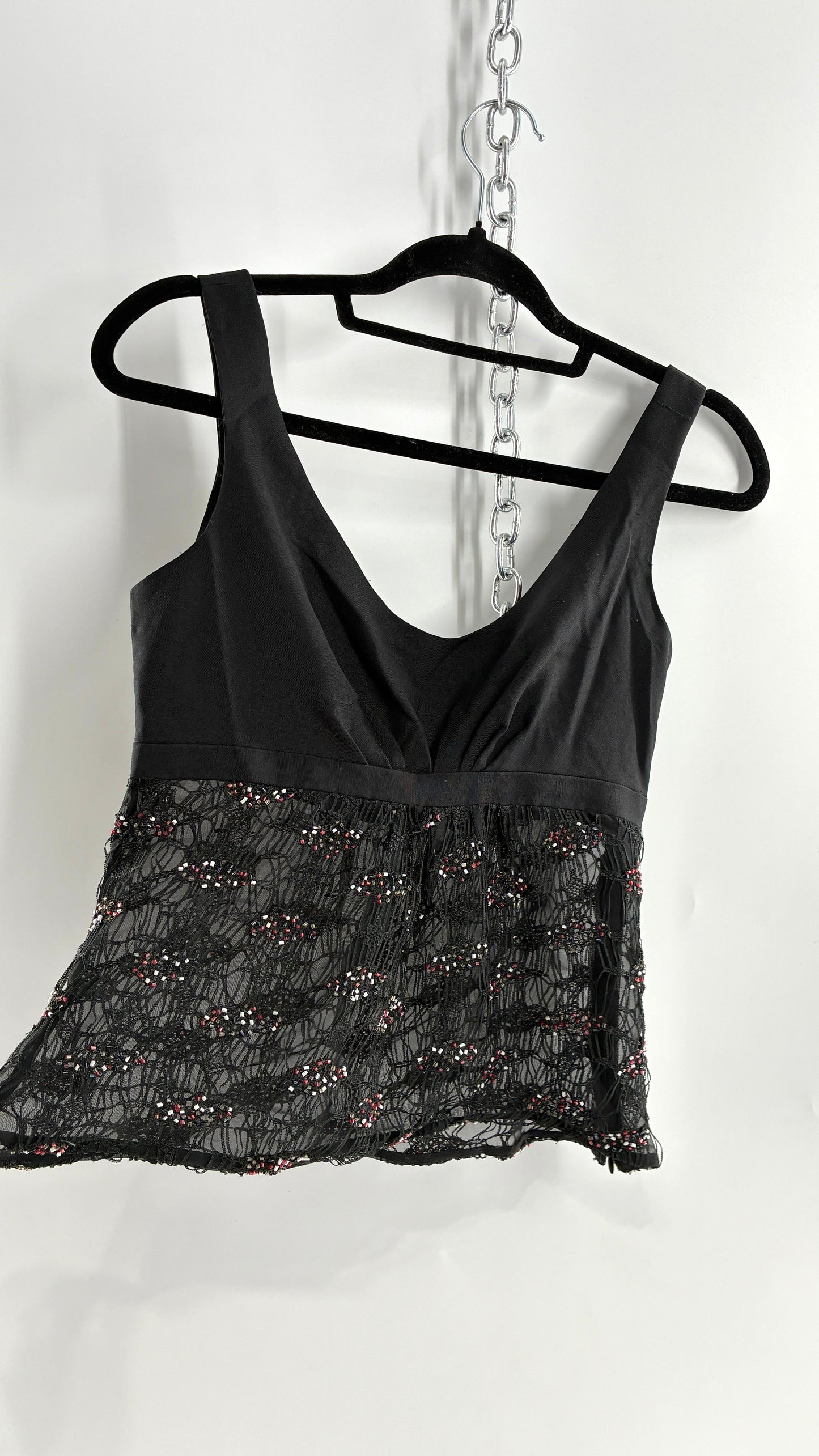 Vintage MULTI by Bree Linen Bust, Webbed Mesh Bodice Sleeveless with Beaded Details (4)