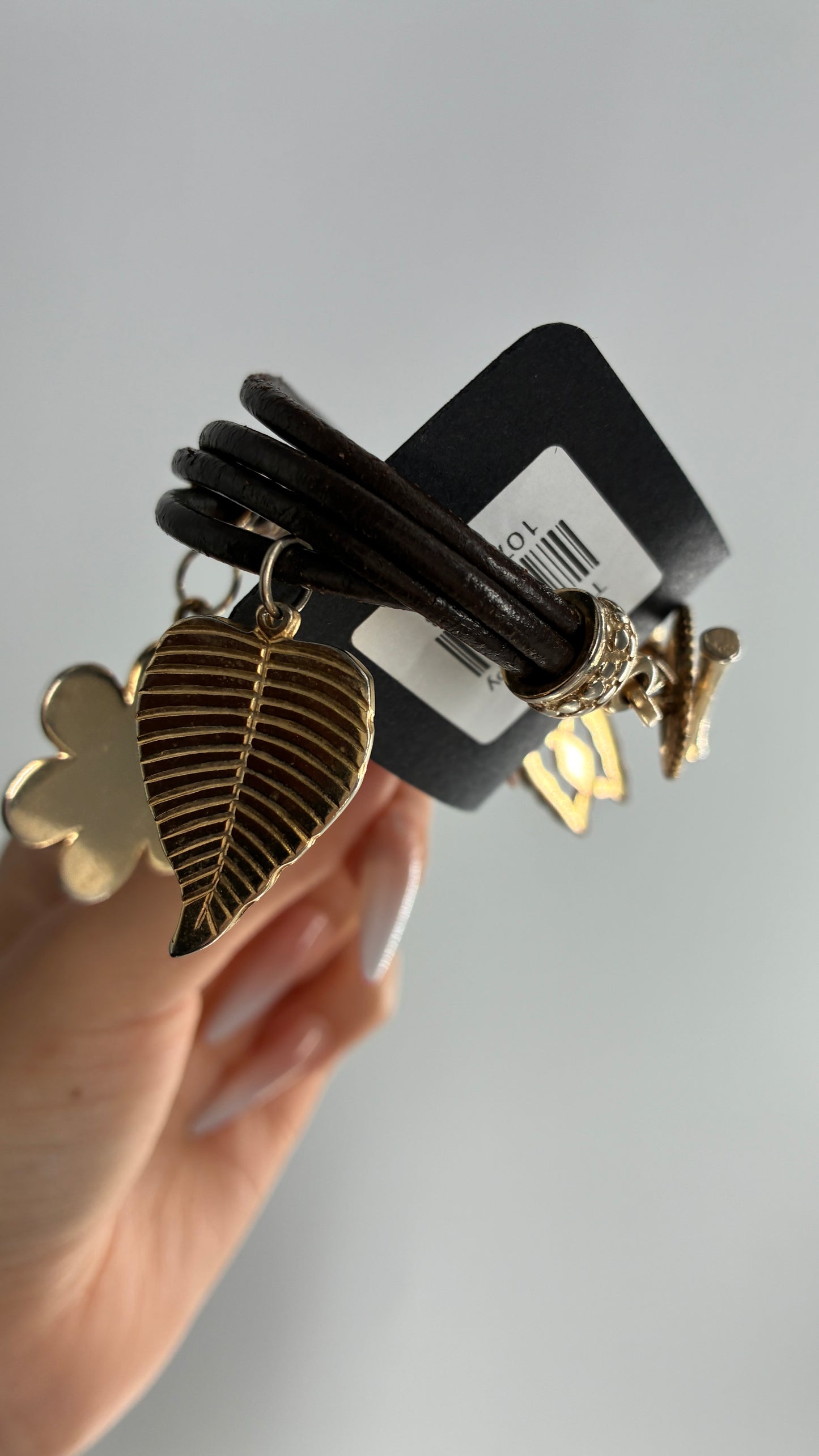 Vintage Multi-band Bracelet with Oversized Gold Charms