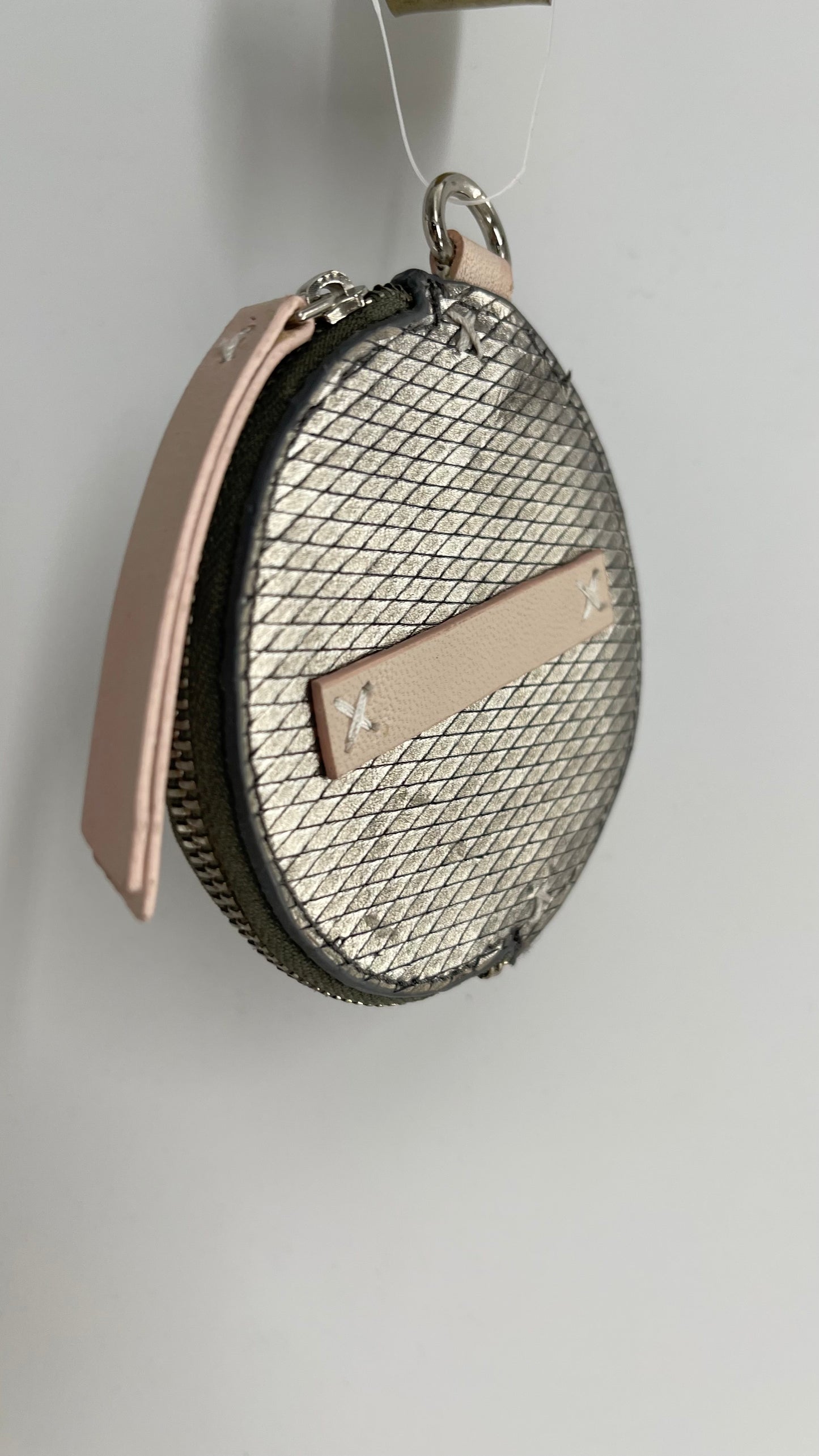 Free People Silver Leather Round Coin Pouch for a Belt