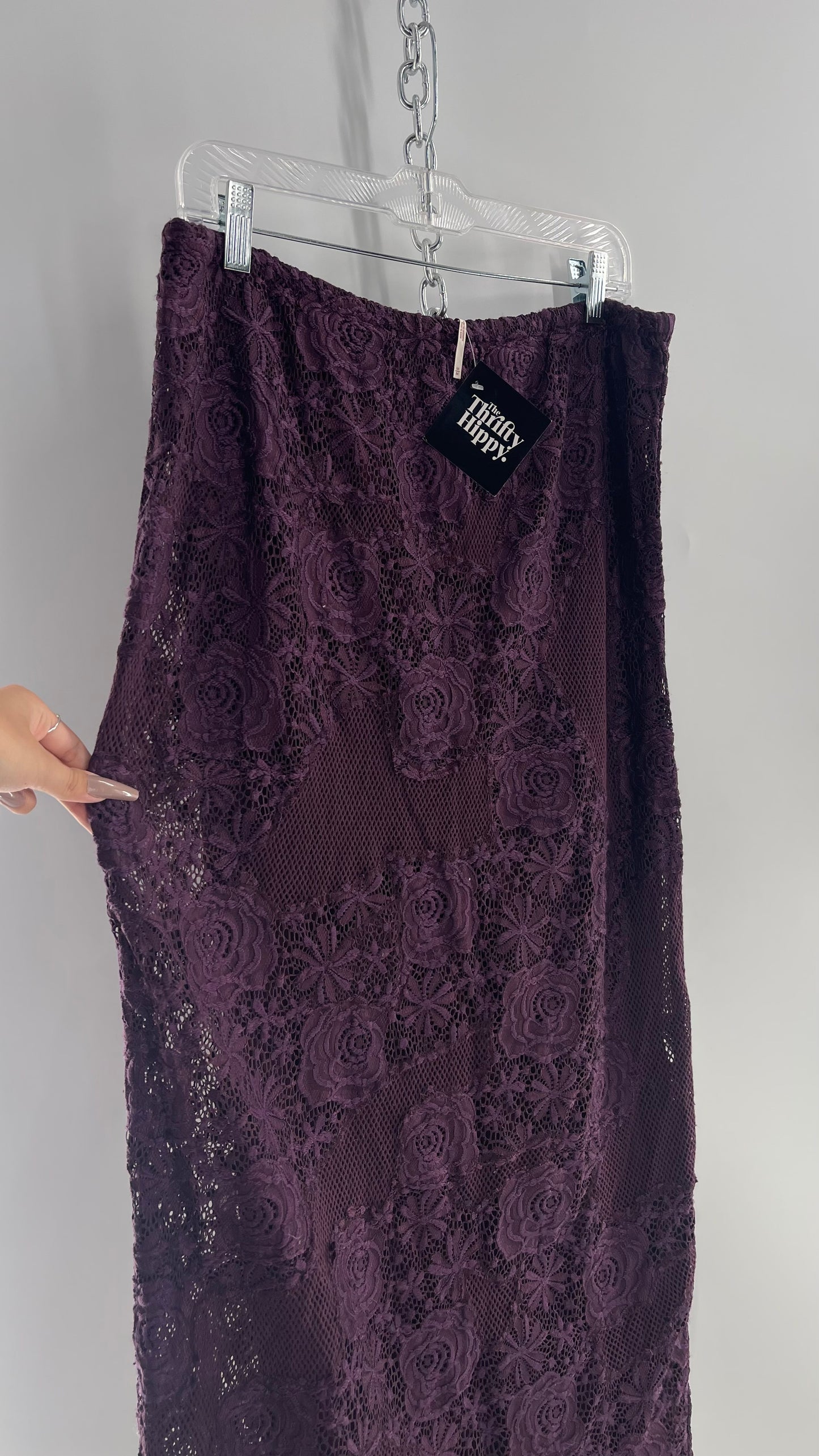 Free People Plum/Purple Lace Mesh Skirt with Tags Attached (Medium)