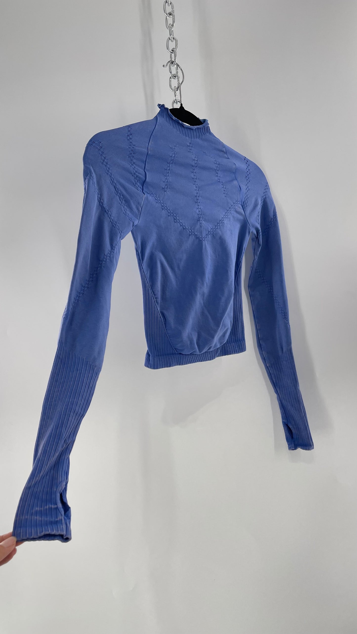 Free People Movement Spandex Perforated Blue Skim Top (XS/S)