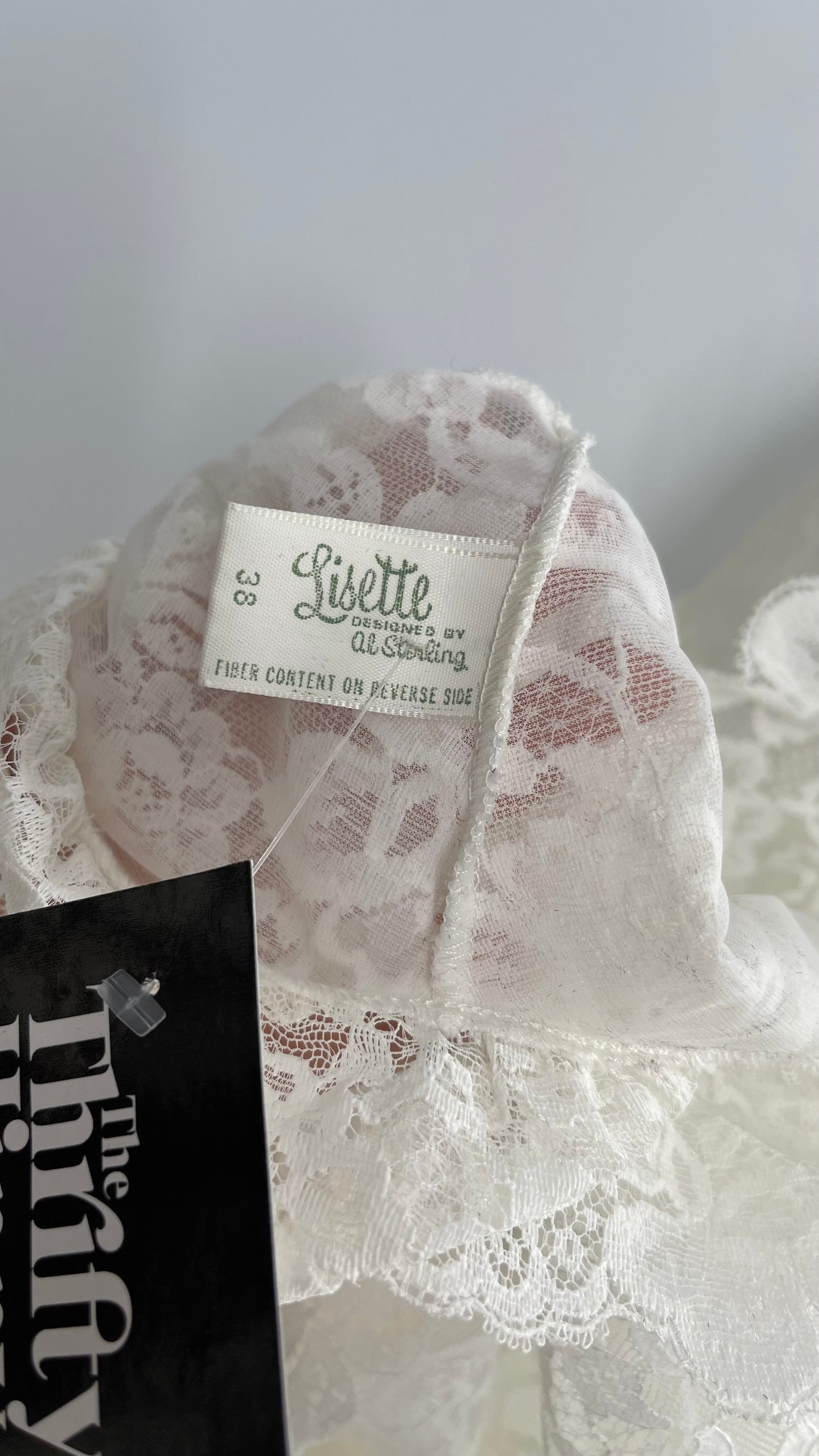 Vintage LISETTE 1960s White Lace Sheer Overdress (38)