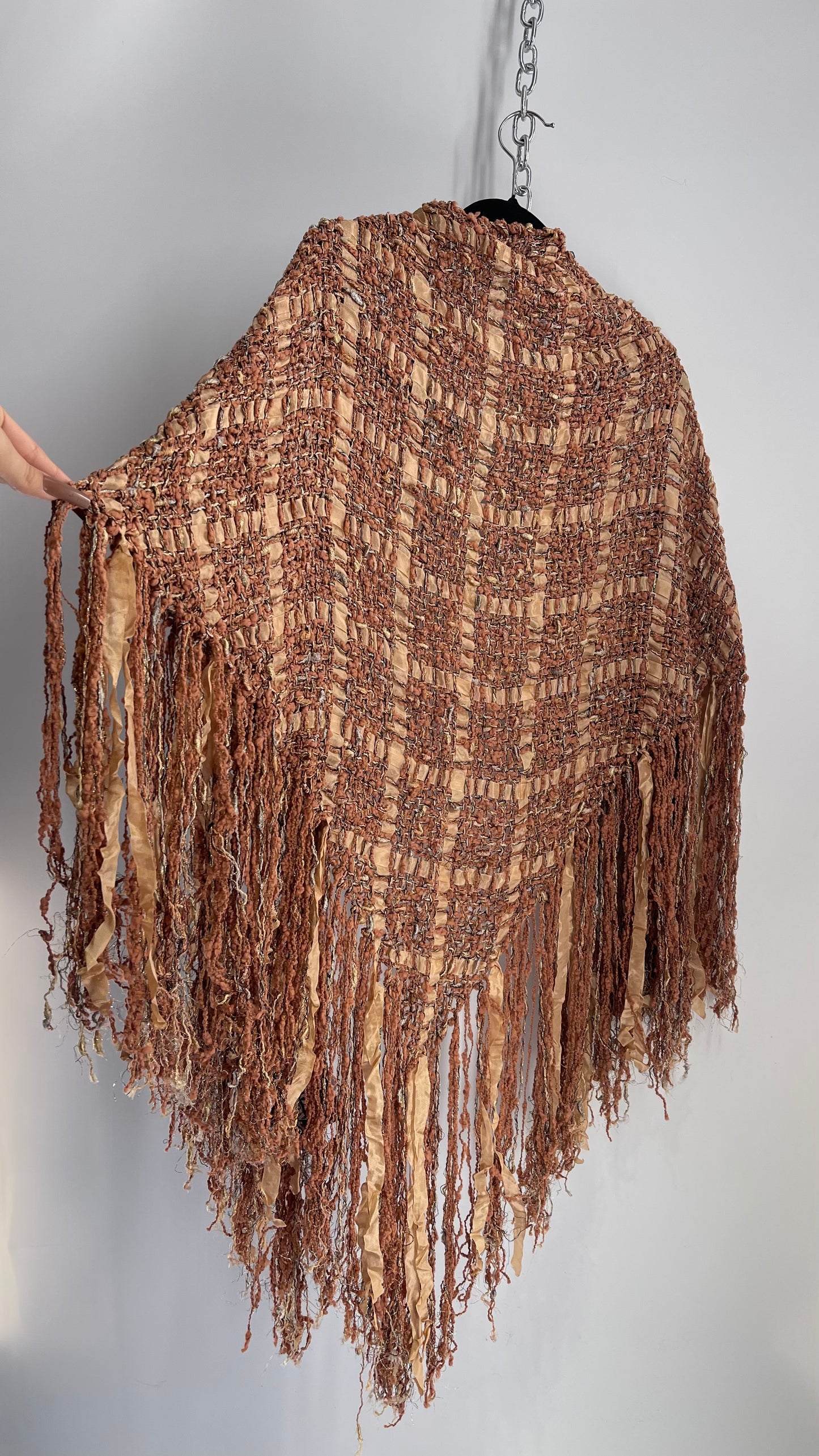 Vintage Fringed Scarf/Cape Benefits Hand Woven by Bob Gibson and Jon Fivecoat (One Size)