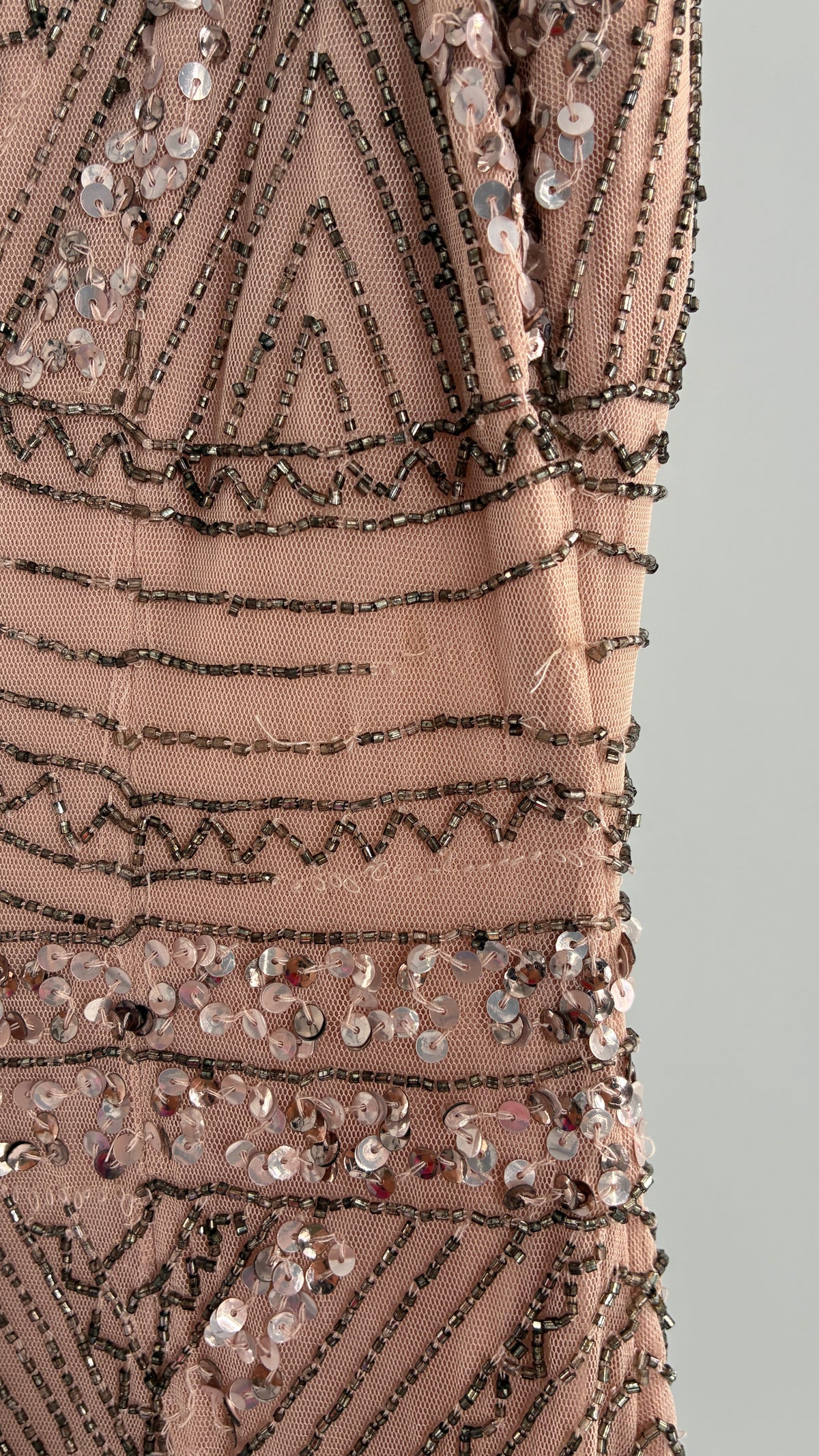 Vintage MARINA Dusty Pink Beaded Gown (2)