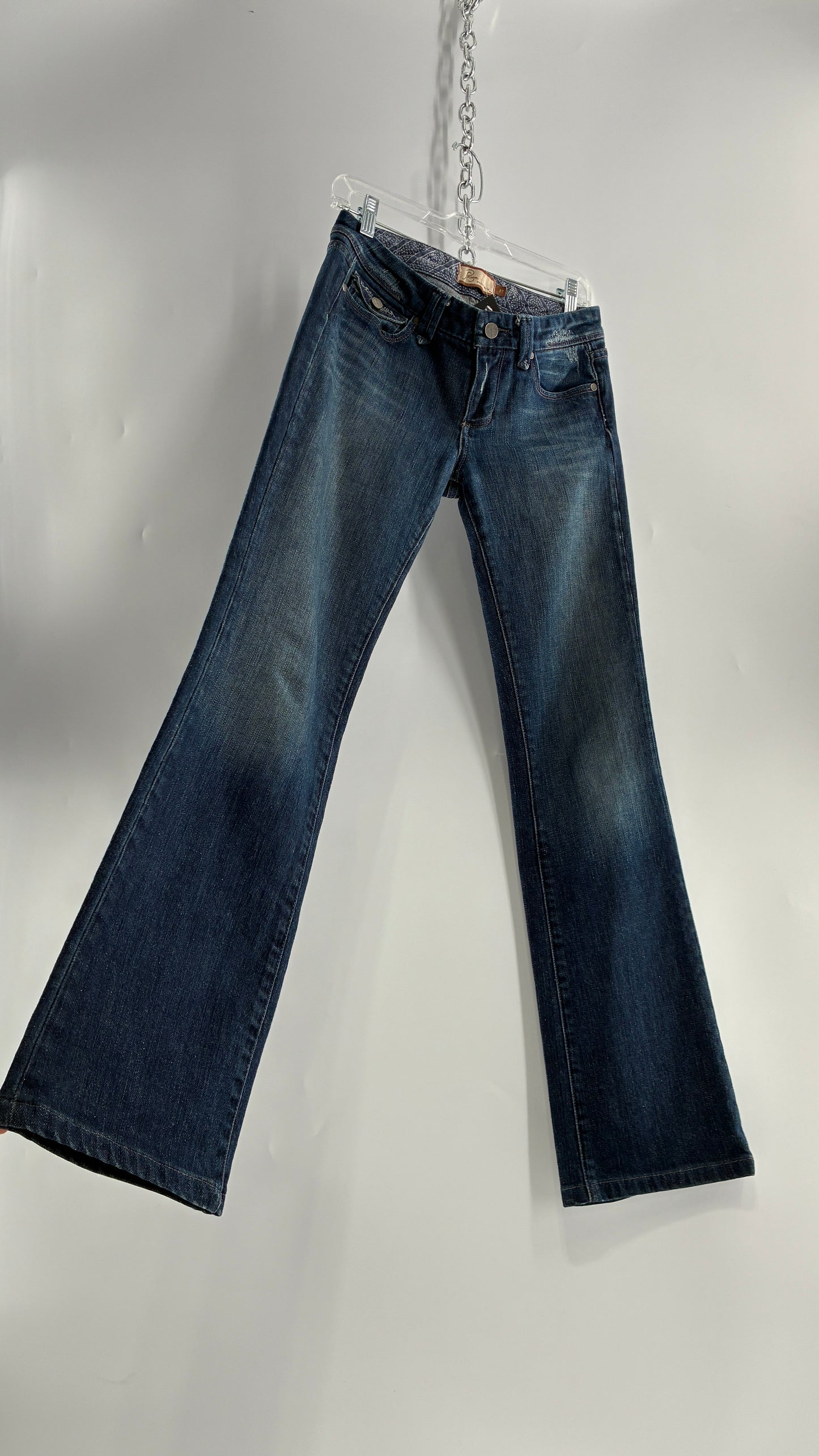Vintage PAIGE Kick Flare Jeans with Embroidered Pockets (27)