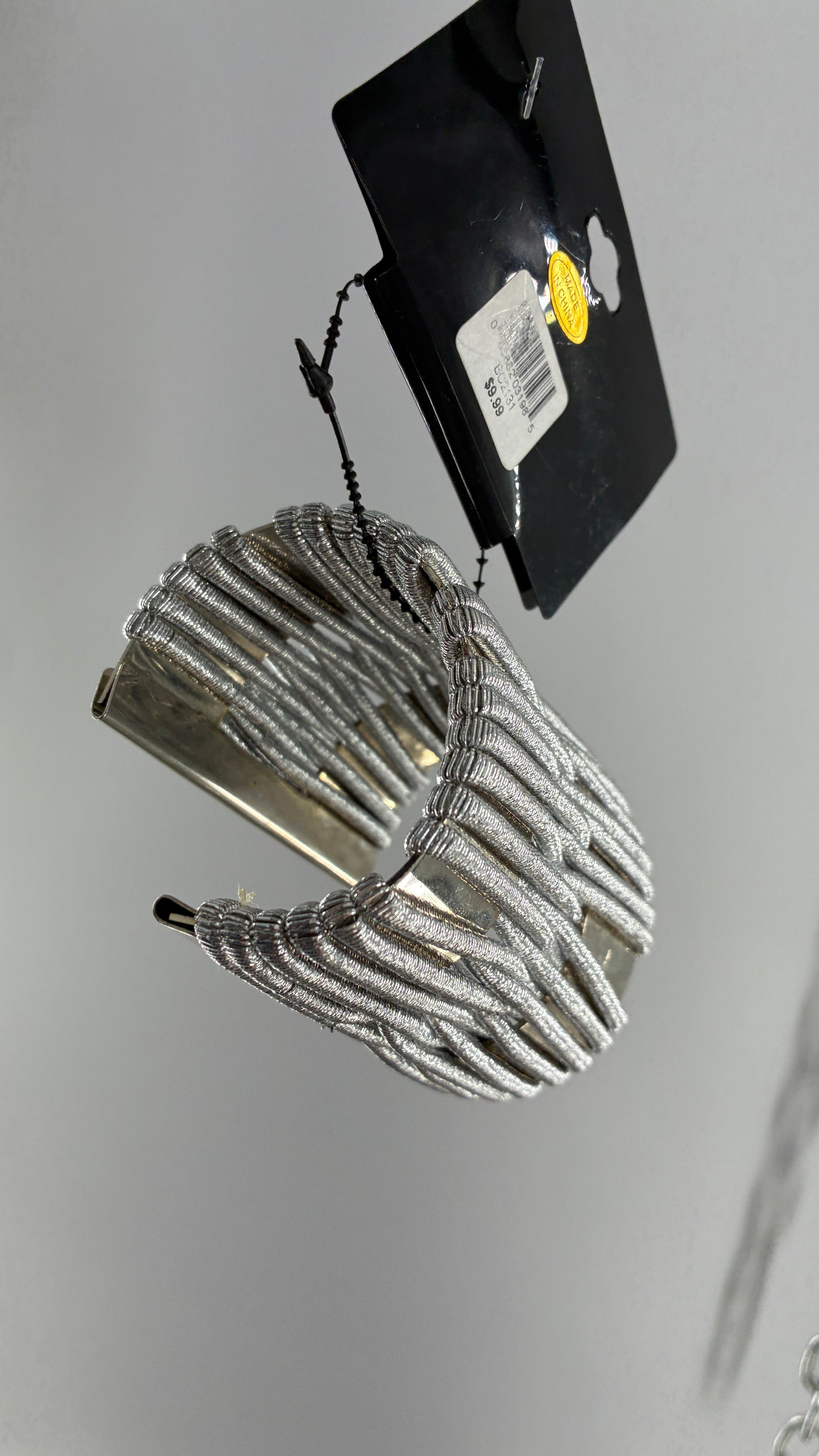 Deadstock Vintage MADRAG Silver Oversized Bangle Cuff with Metallic Bands
