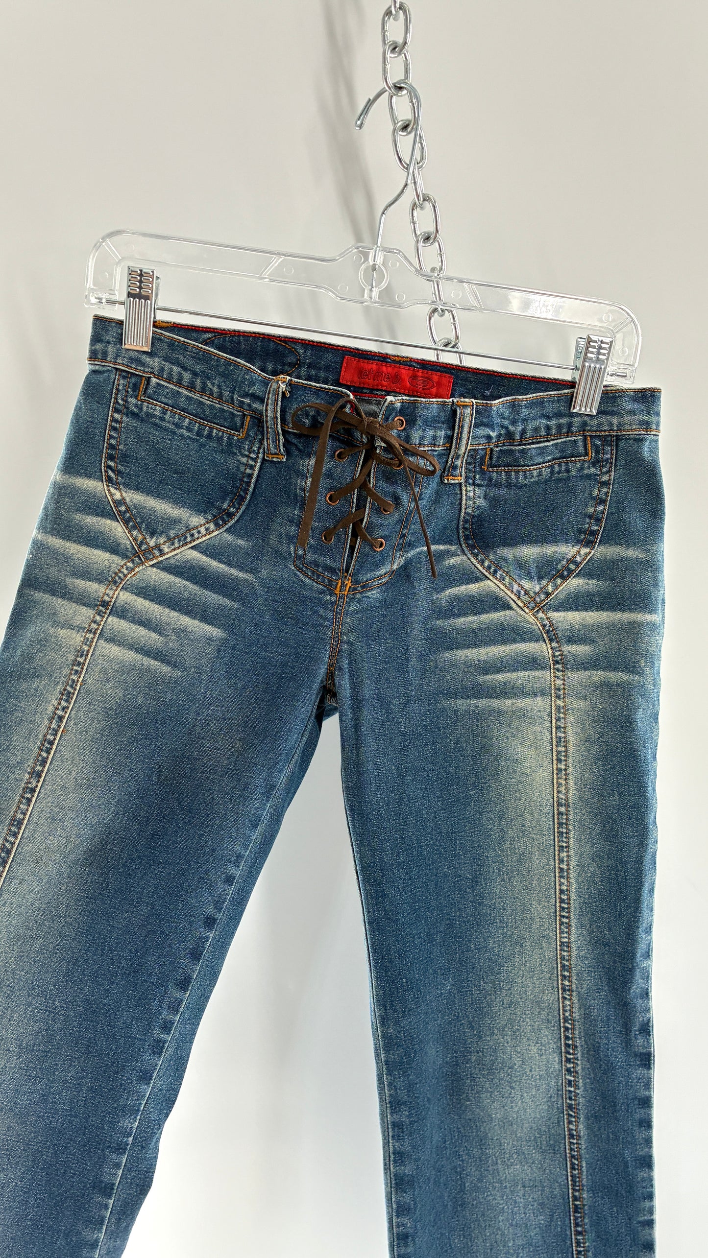 Vintage BONGO Low Rise Jeans with Lace Up Closure and Arched Bum Stitching (7)