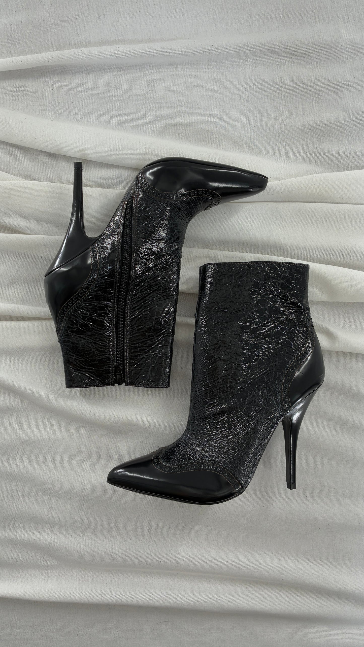 Vintage TORY BURCH Black Patent Leather Stiletto Boots  (9.5)