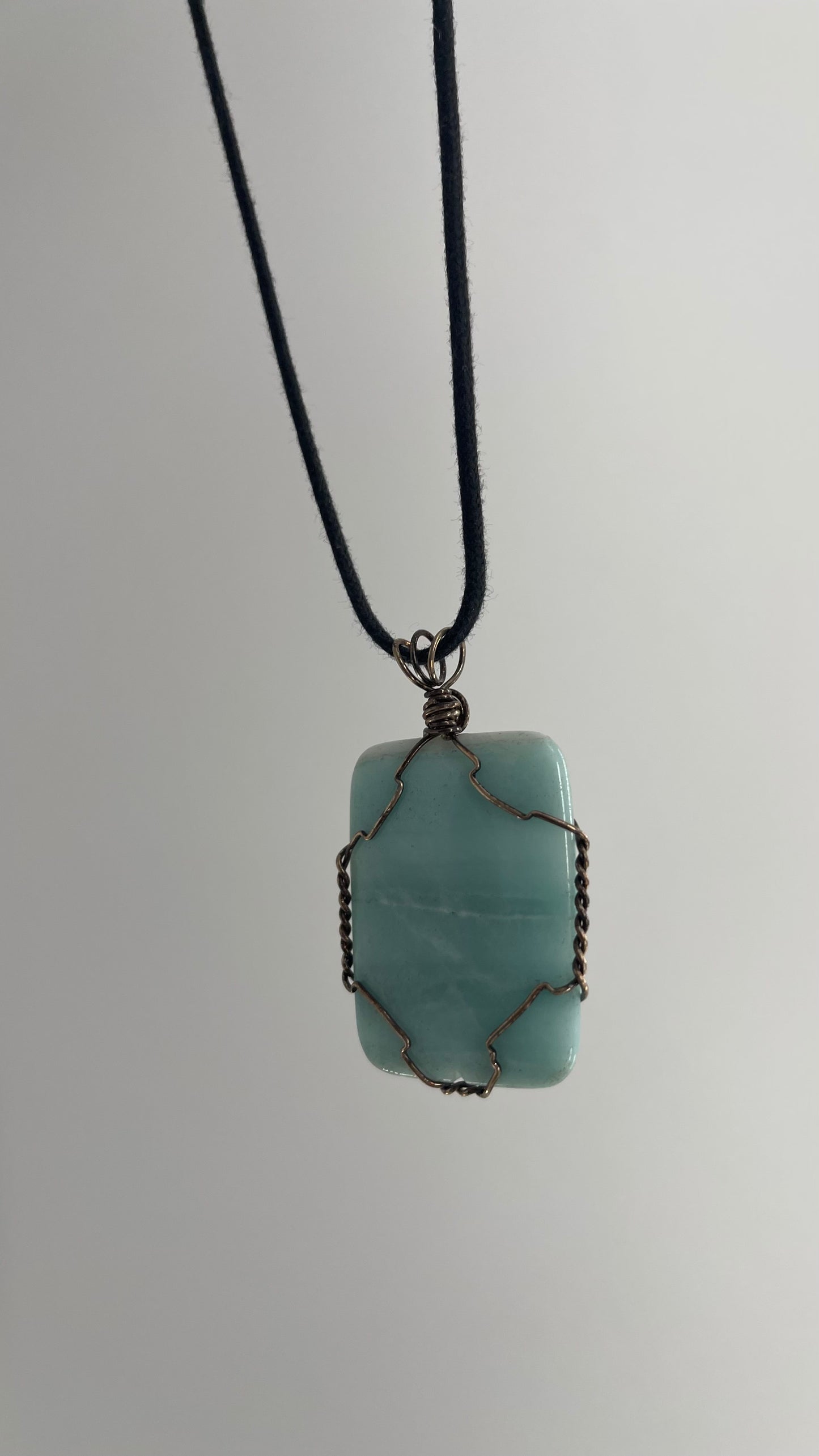 Vintage Light Blue Stone Necklace with Wiring