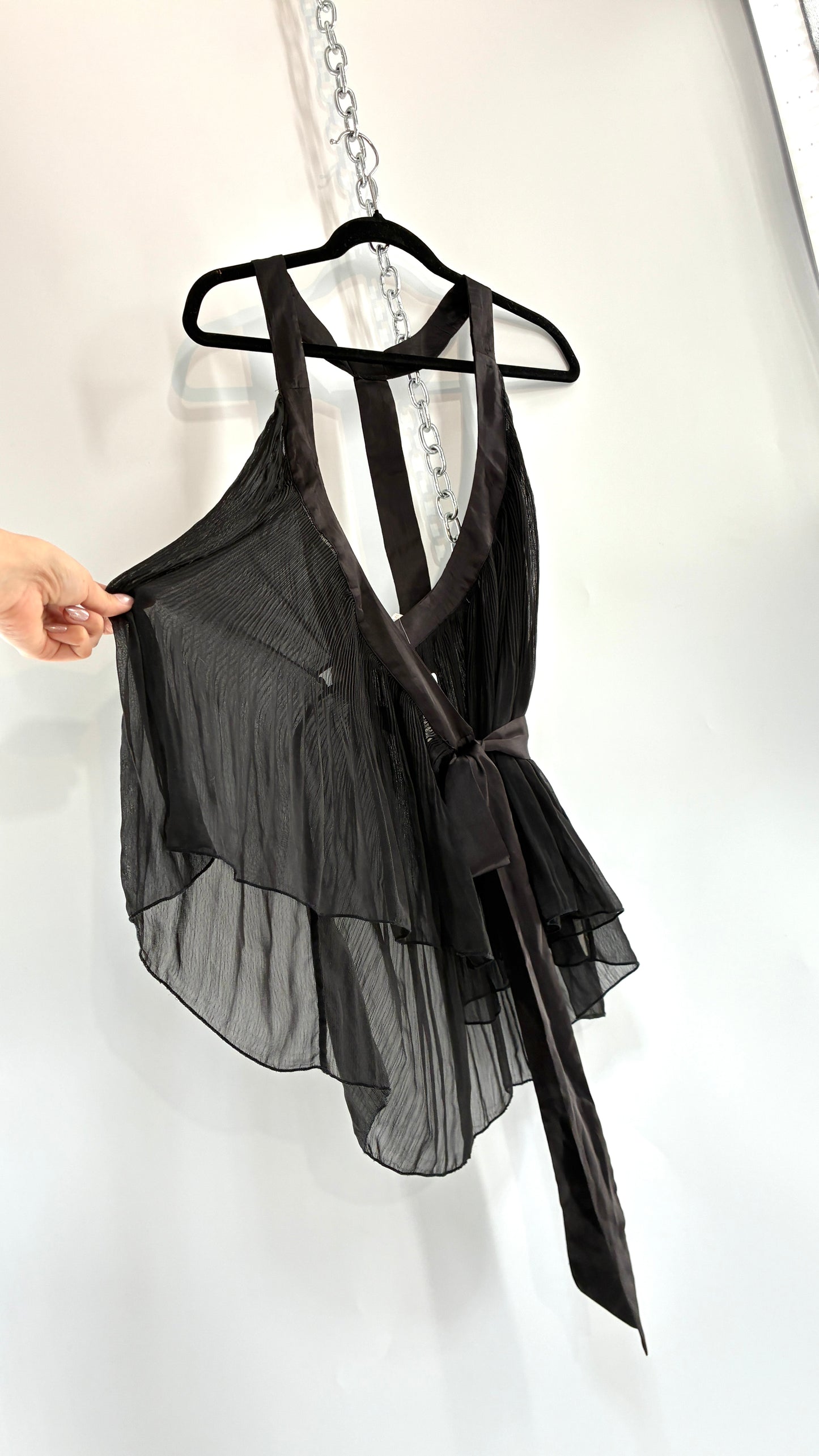 Intimately Free People Black Fluted Wrap Around Top (XS)