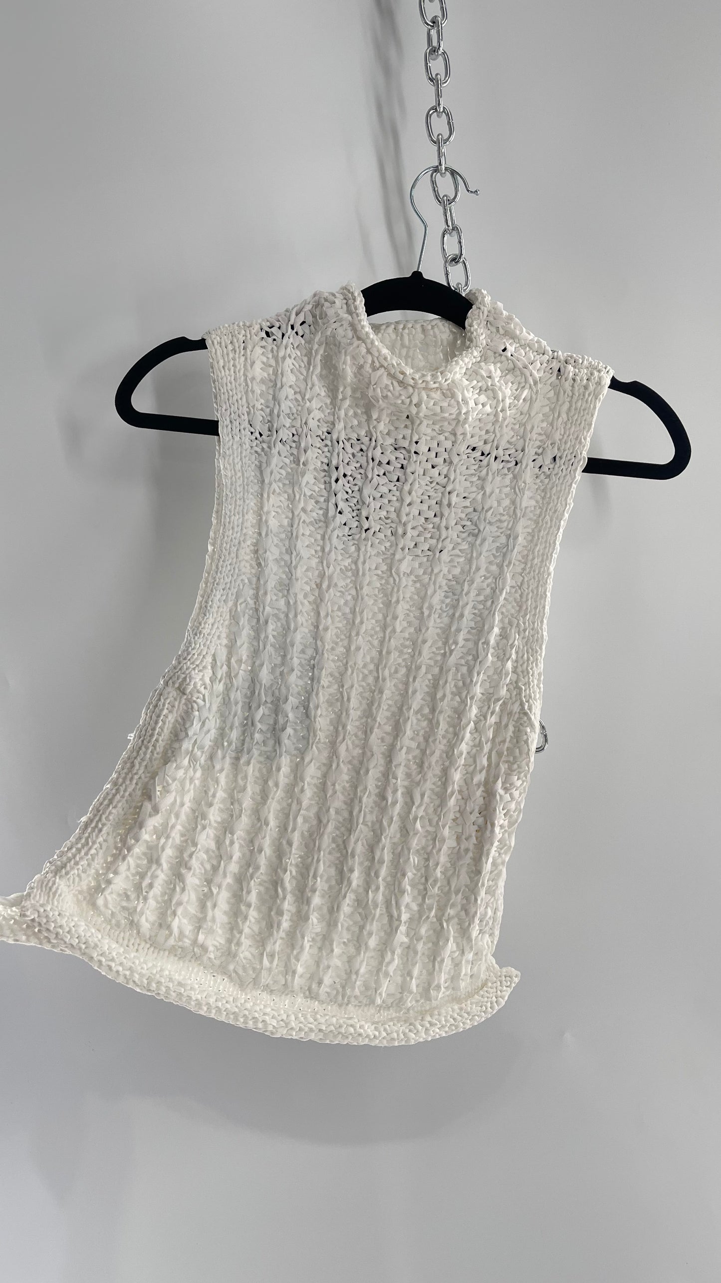 Anthropologie Moth Crochet Open Knit Mock Neck Tank (XS)