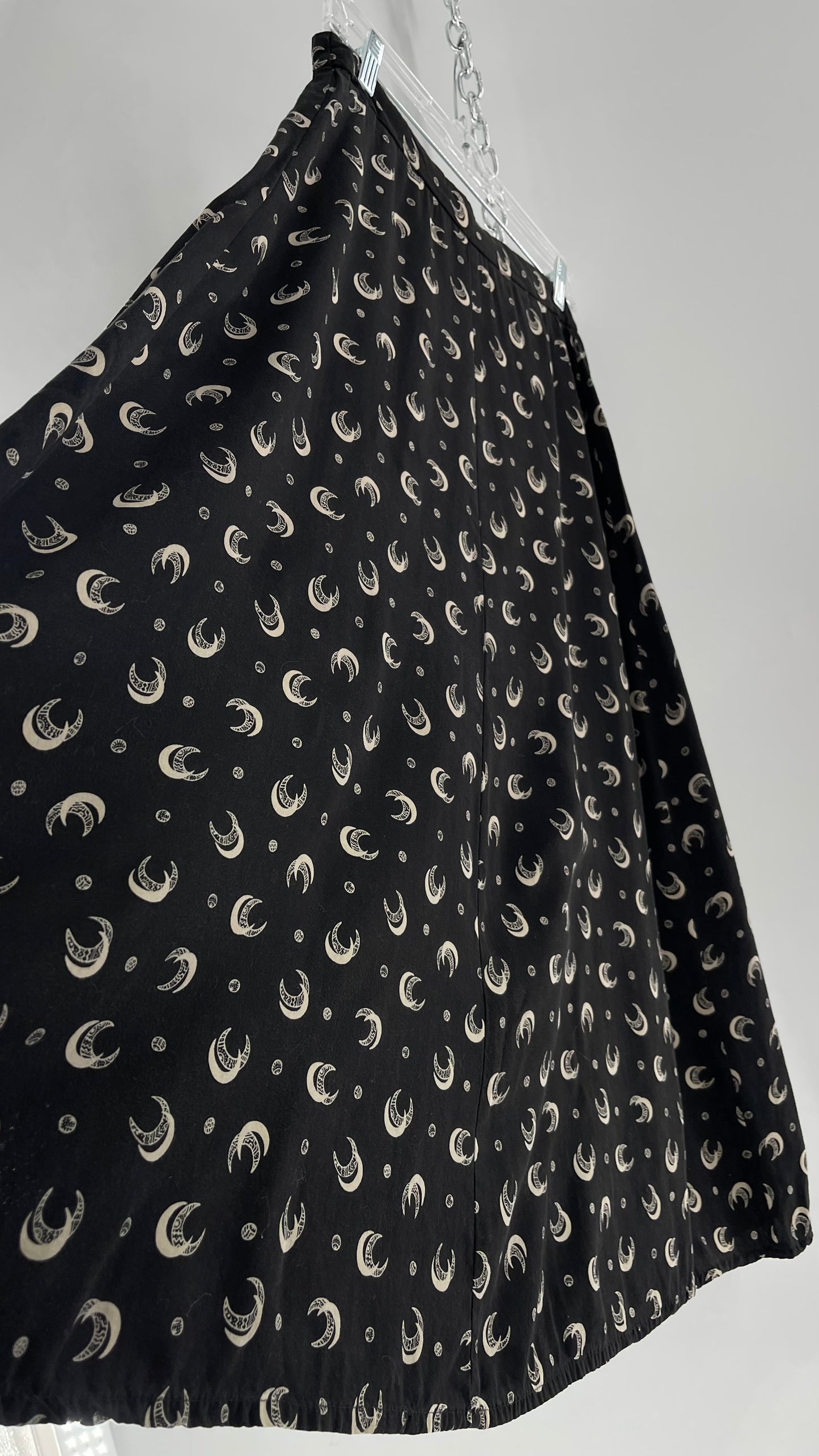 Vintage Gothic Chez Shay Black Skirt with Crescent Moons (Medium)