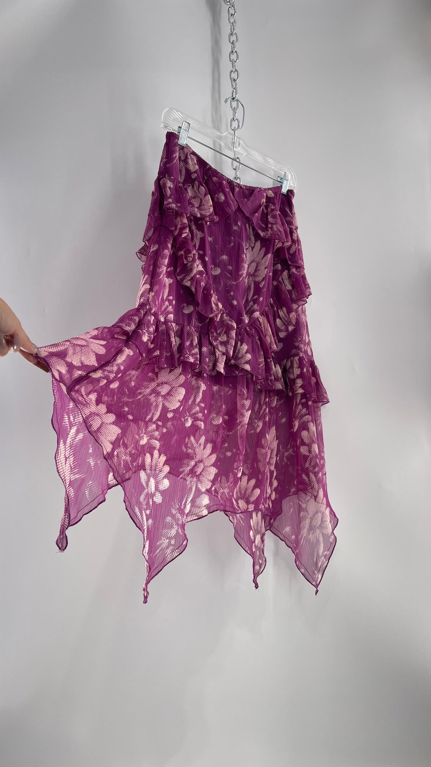 Urban Outfitters Purple Handkerchief Hem Skirt (Small)