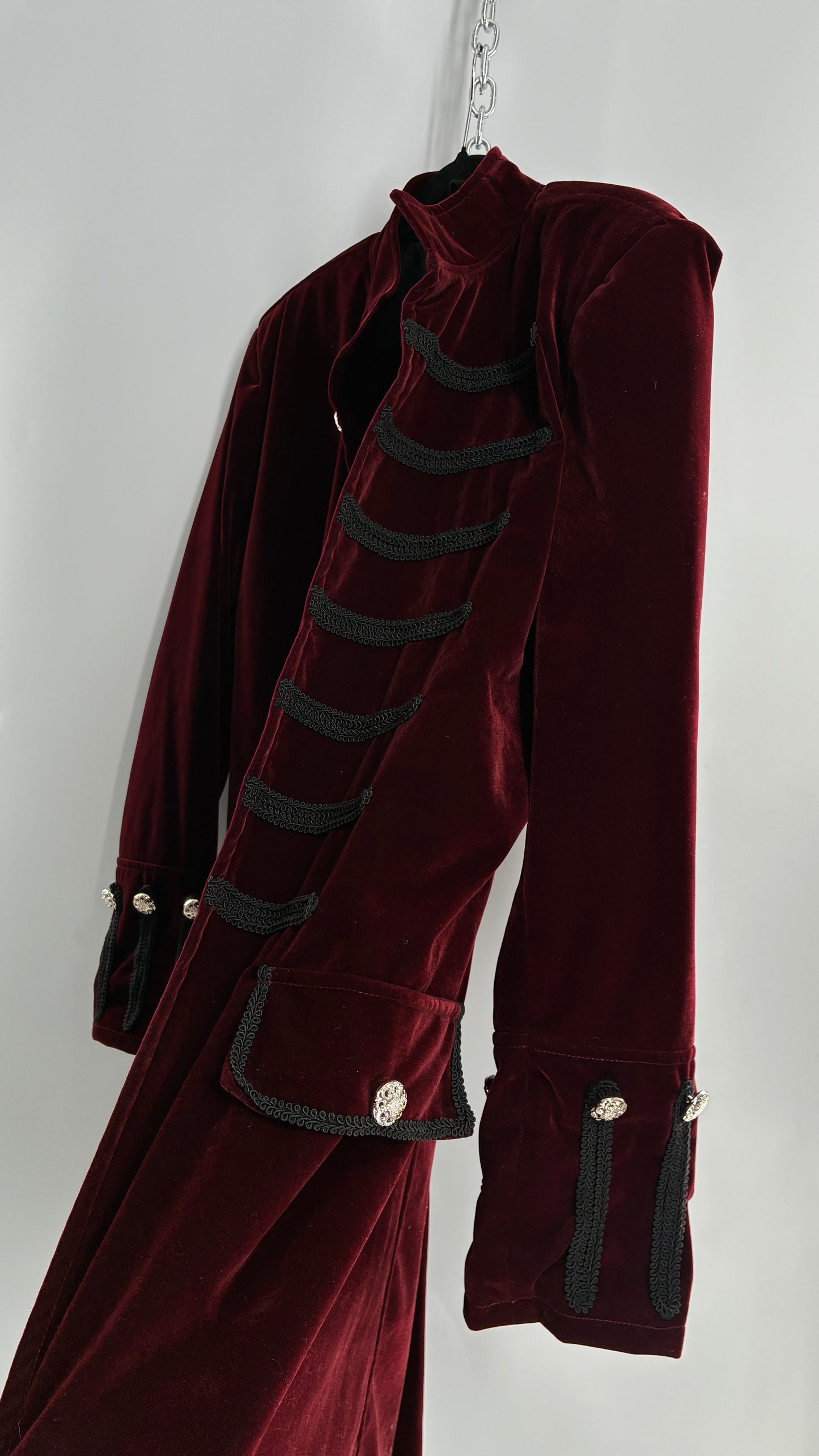 Velour Crimson Steampunk Drummer Coat (XL)