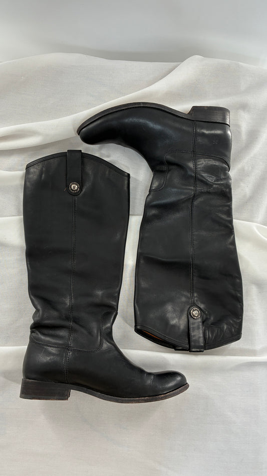 Vintage FRYE Melissa Tall Black Genuine Leather Boots Made in Mexico (8)