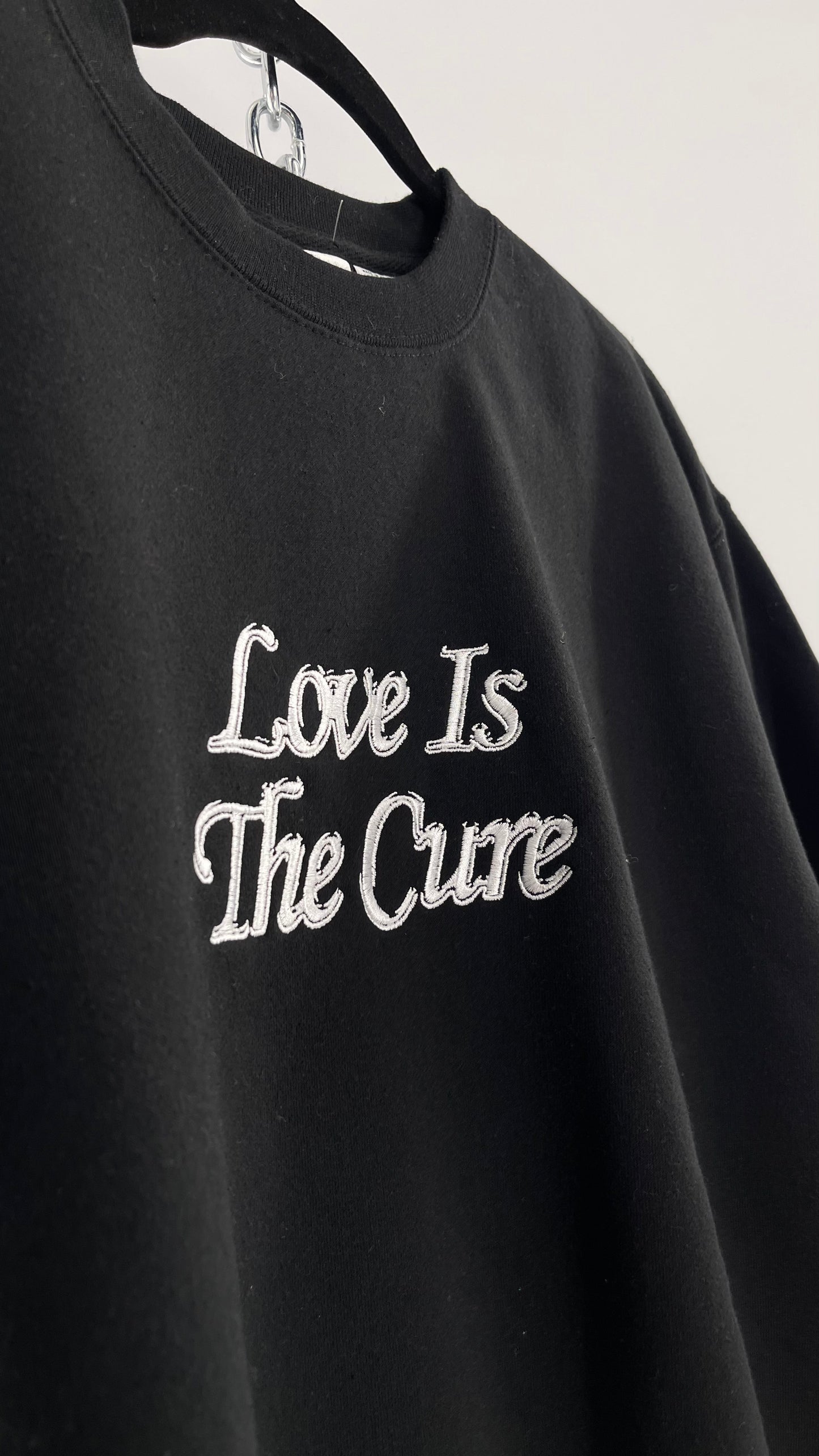 OBEY Black All Over Embroidered Love is The Cure Crewneck with Tags (Medium)
