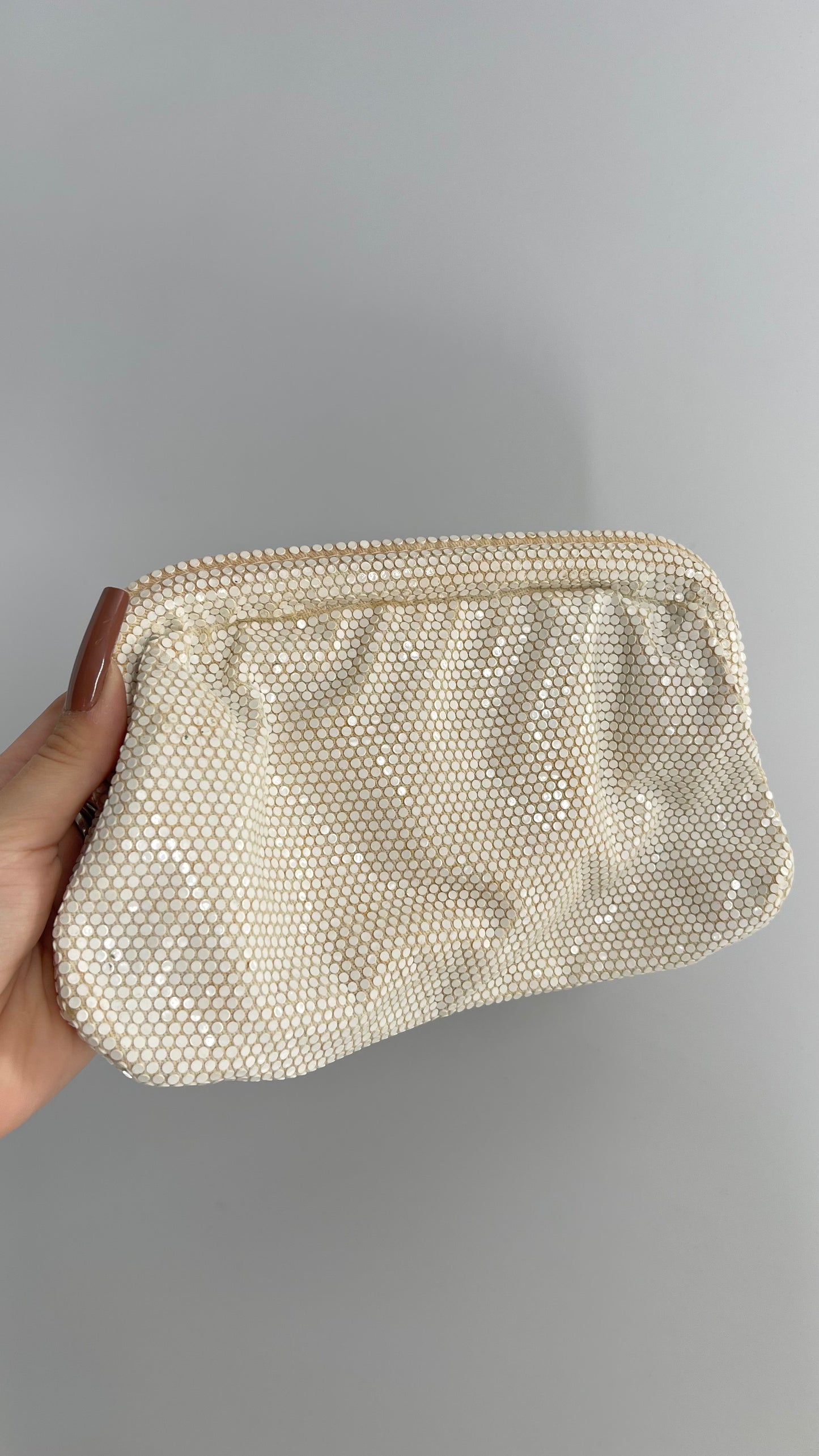 Vintage Luana Off White Mesh Pouch/clutch