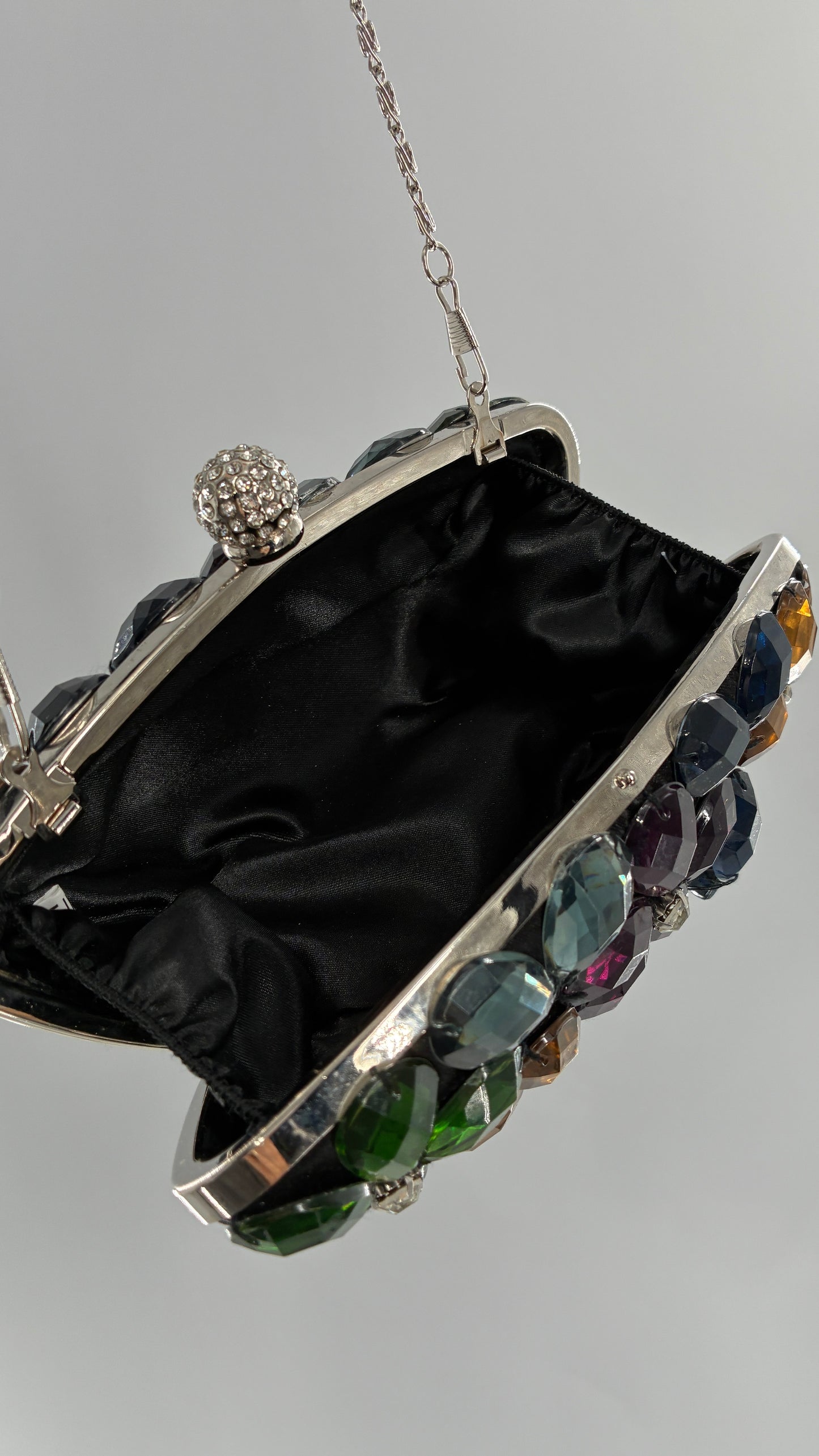 Vintage Black Clutch with Colorful Oversized Stones