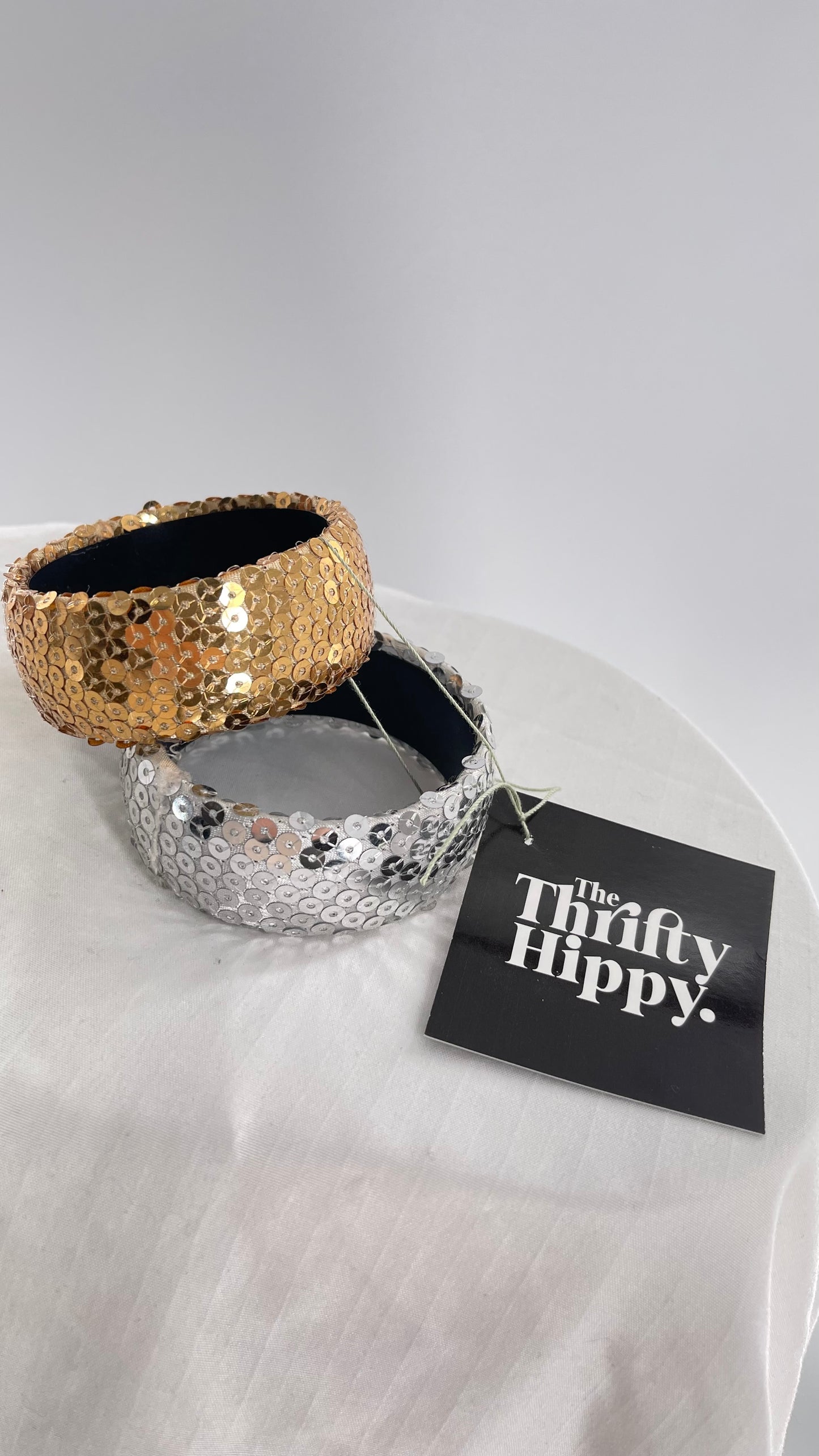 Vintage Sequin Metallic Rocker Bangles