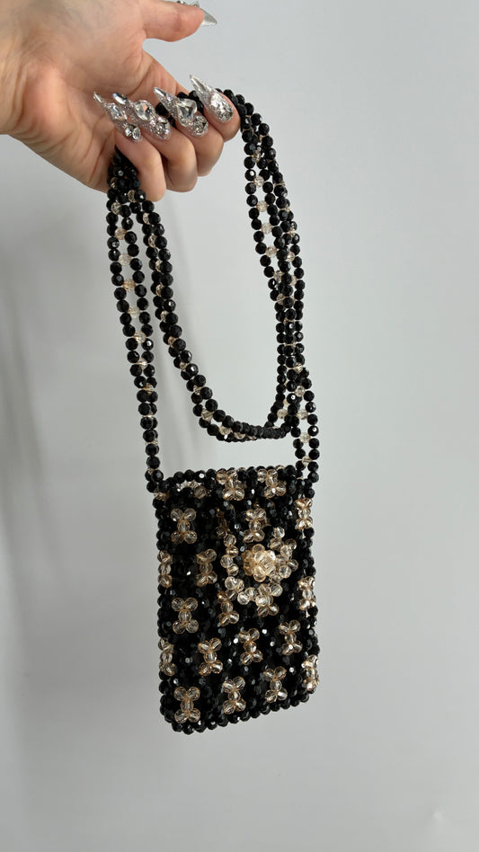 Vintage Beaded Lipstick/Cash/Card/Phone Crossbody Purse