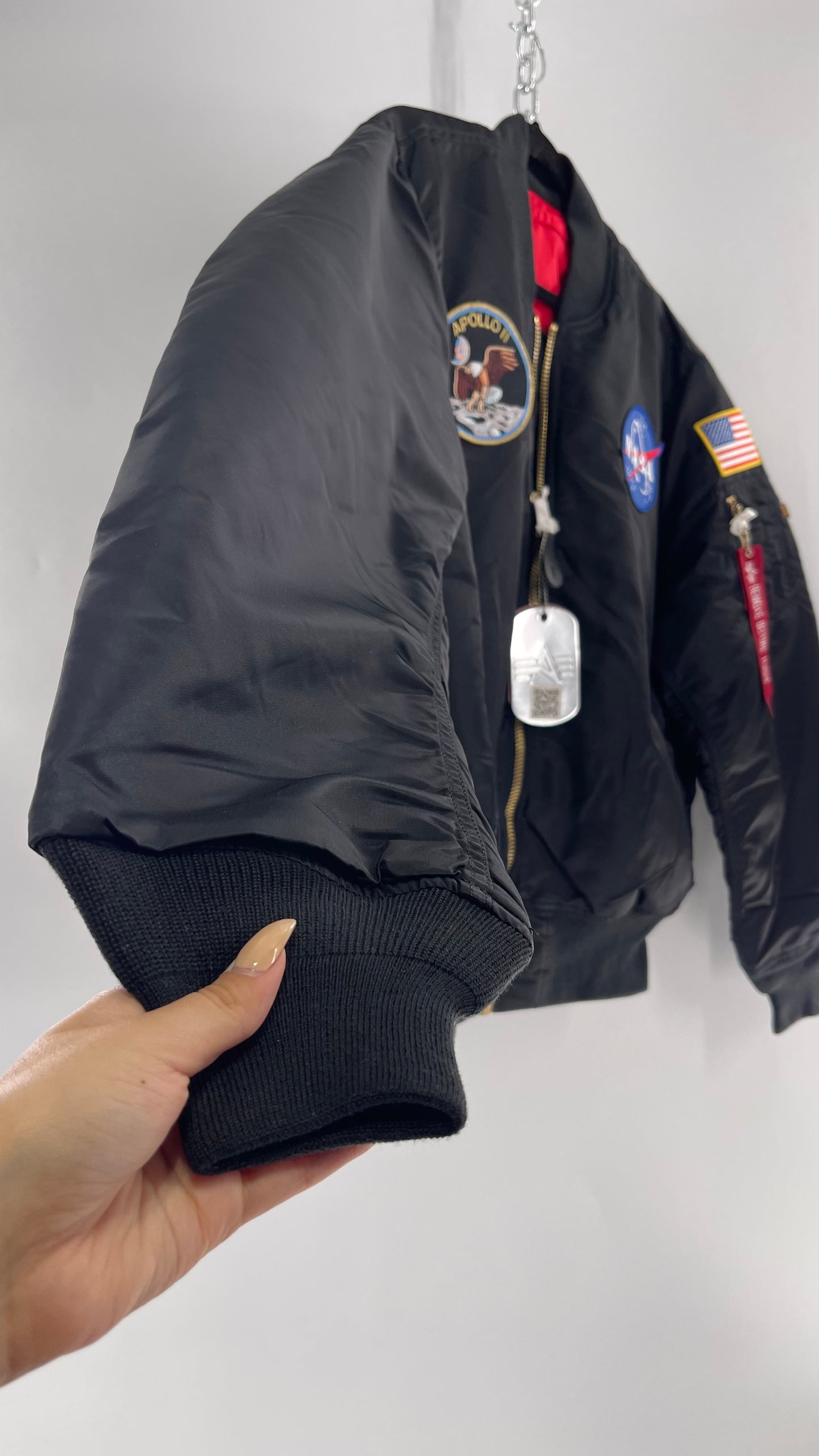 NASA Black Bomber Jacket with Tons of Patches Never Worn with Tags (XXL)