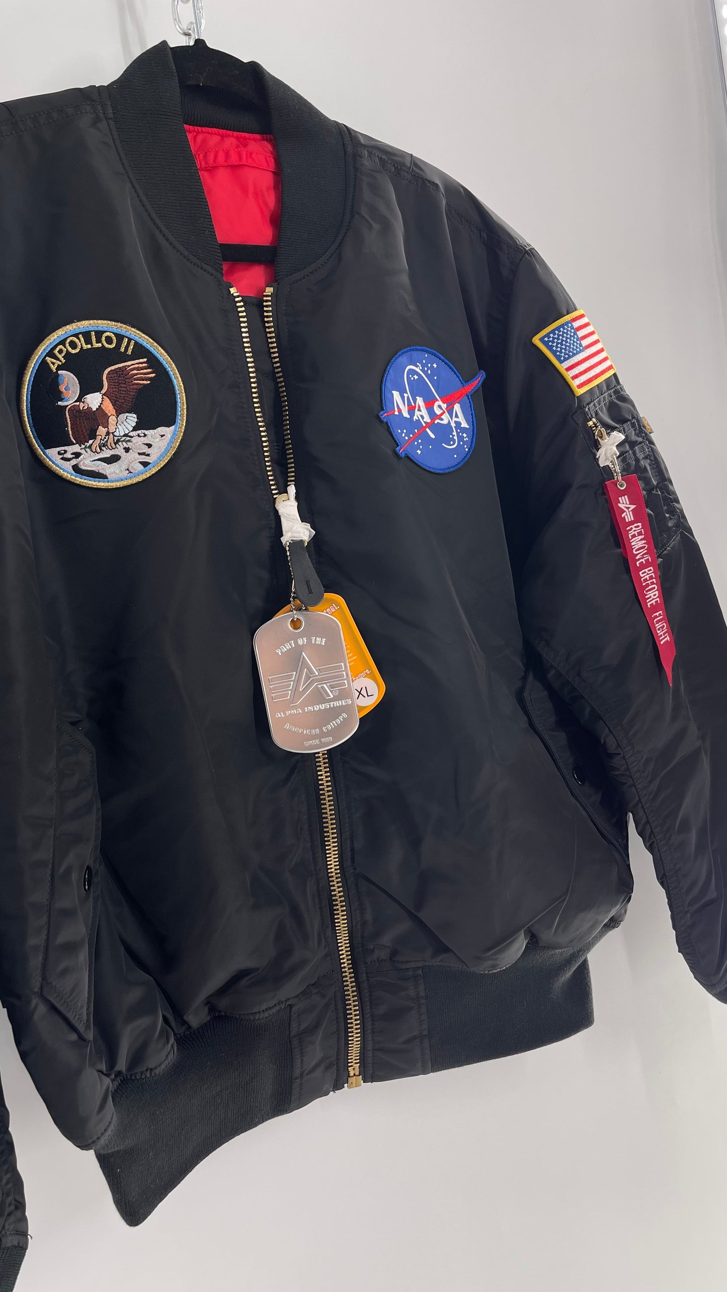 NASA Black Bomber Jacket with Tons of Patches Never Worn with Tags (XXL)