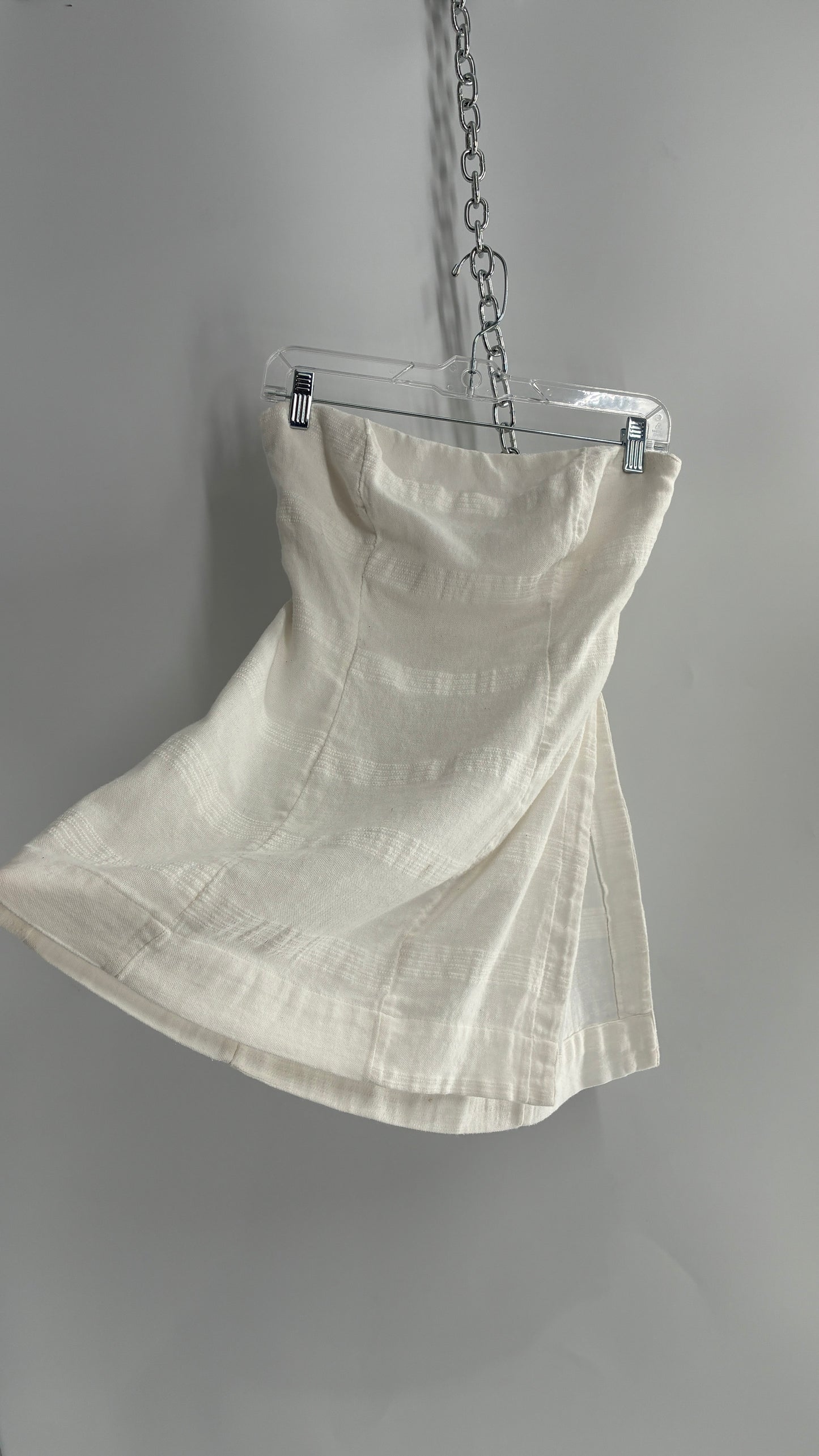 Free People White Side Slit Long Tie Back Button Side Tube Top (S)