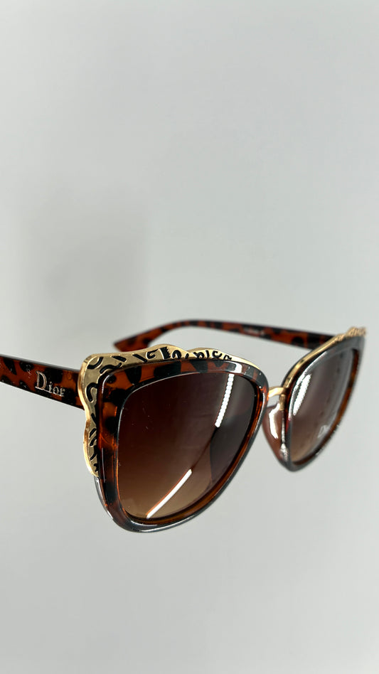 Vintage DIOR Tortoise Shell Sunglasses with Engraved Gold Detailing *Unauthenticated