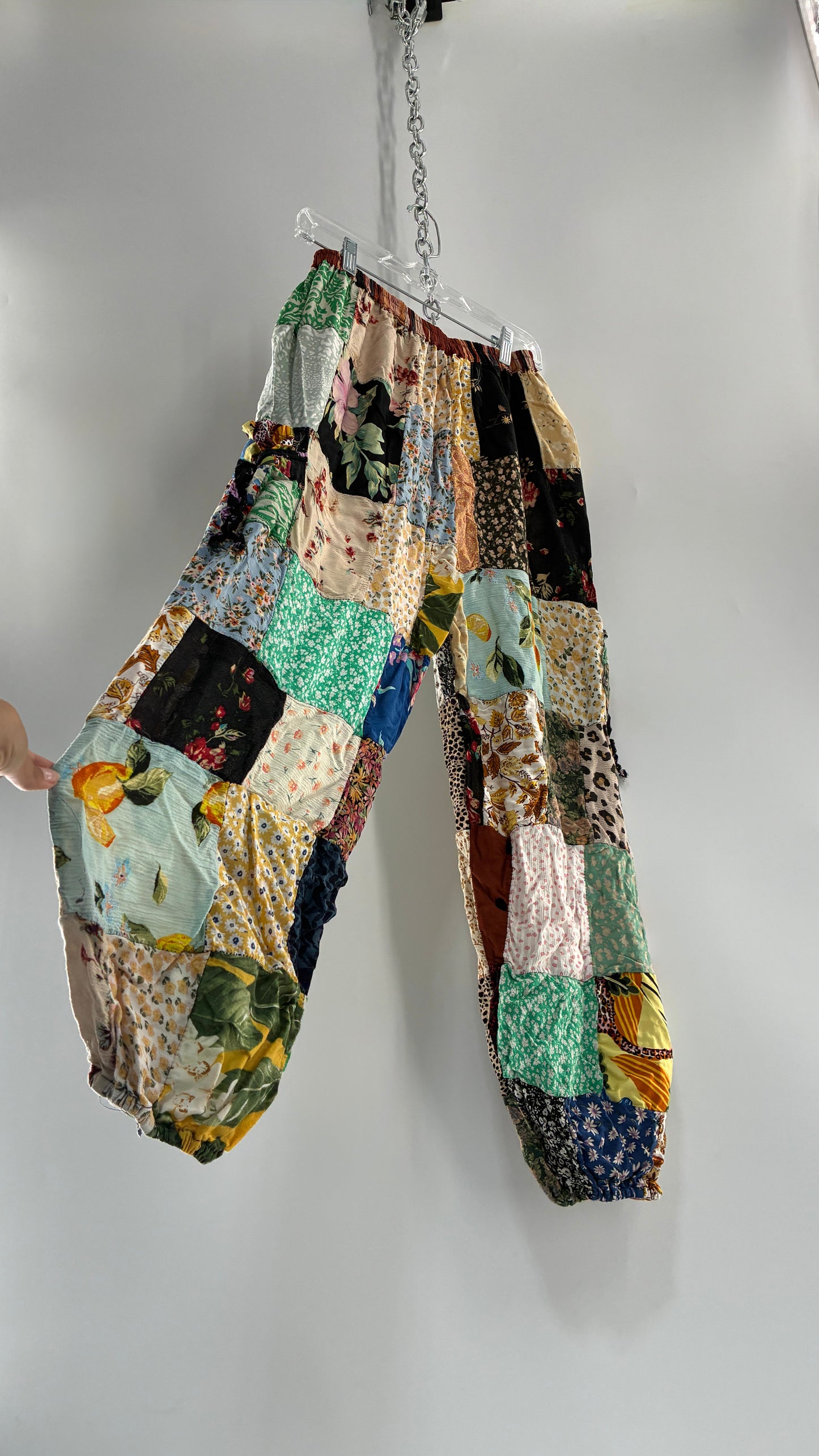 Vintage Patchwork Cinched Ankle Pants (Small)