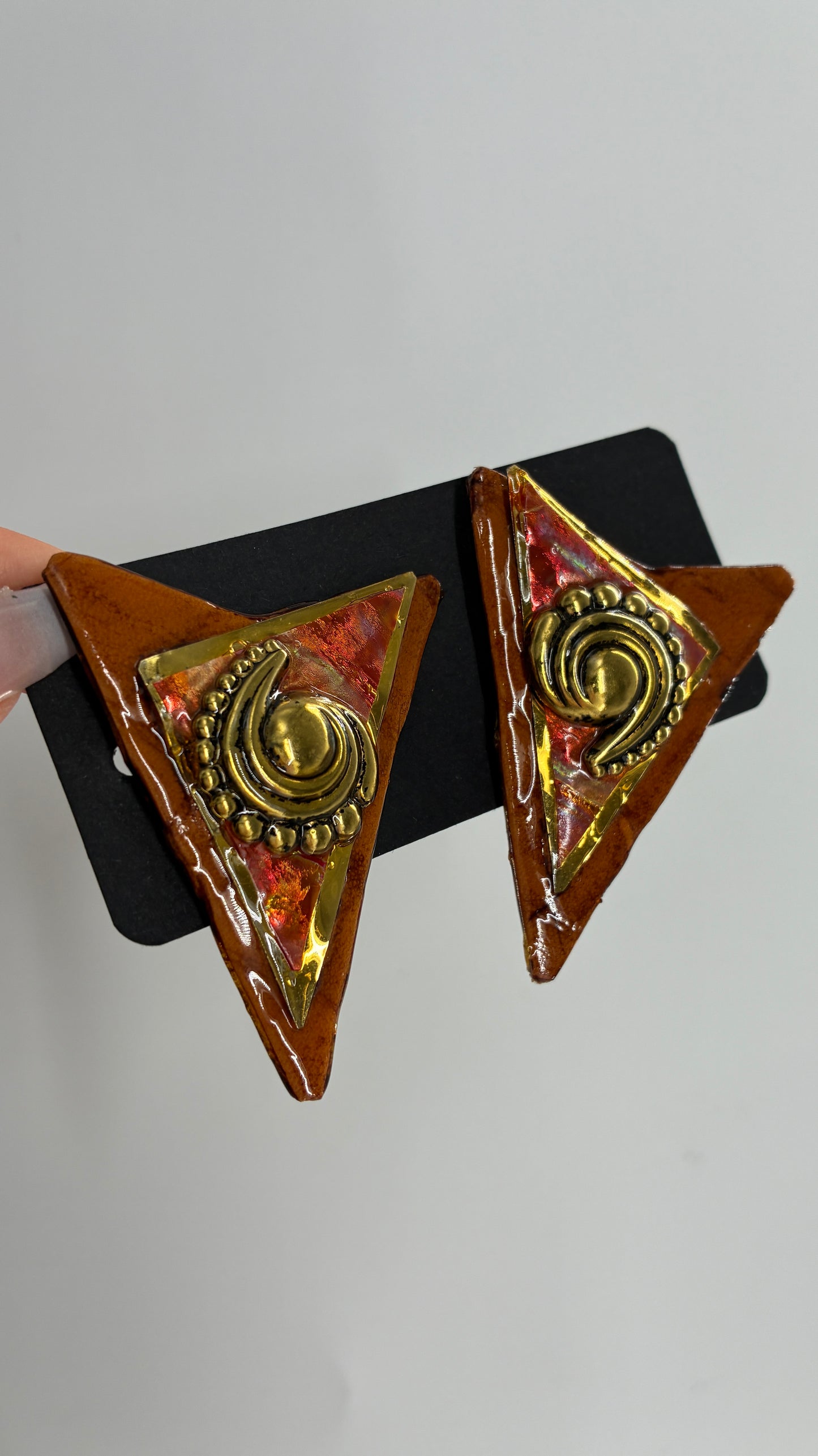 Vintage Oversized Statement Triangle Earrings