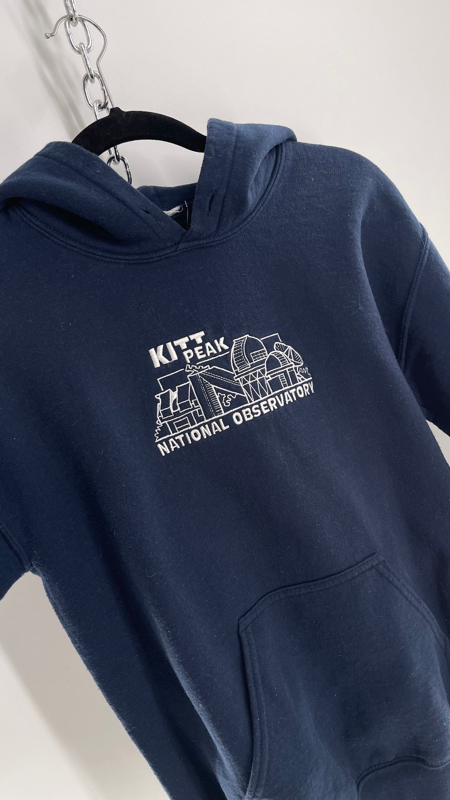 Vintage Kitt Peak National Observatory Navy Blue Embroidered Hoodie (Small)