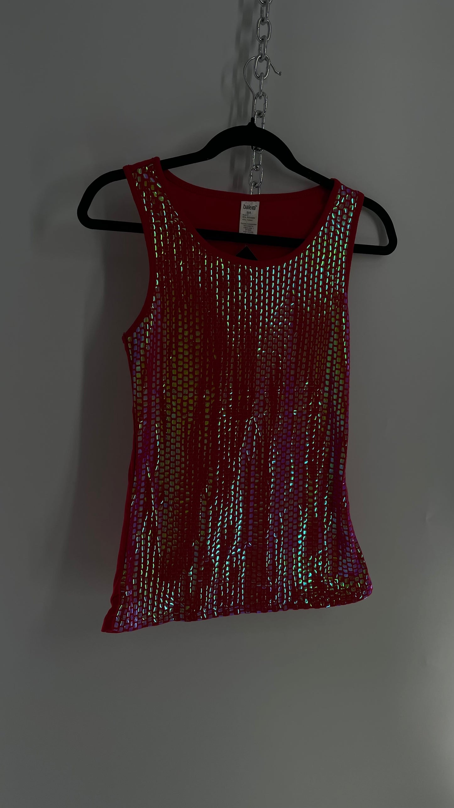 Vintage 1990s Red Iridescent Sequin Tank (S/M)