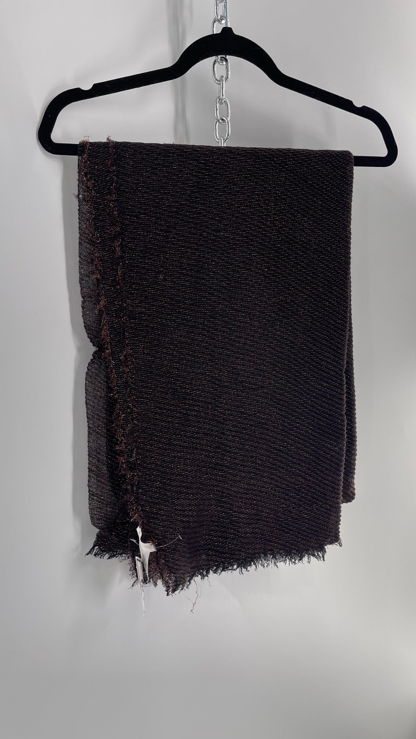 Maurice’s Black Thin Knit Voluminous Scarf with Bronze Woven Tinsel