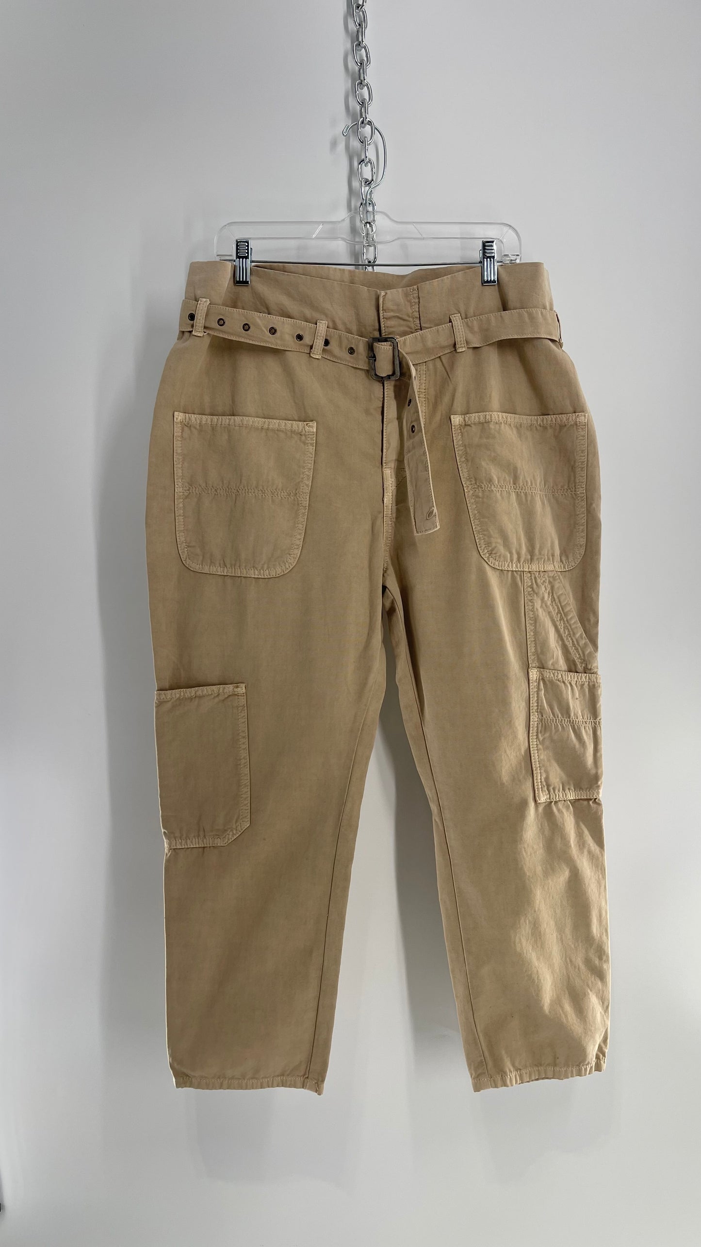 Free People Khaki Cargos with Grommet Belt (6)