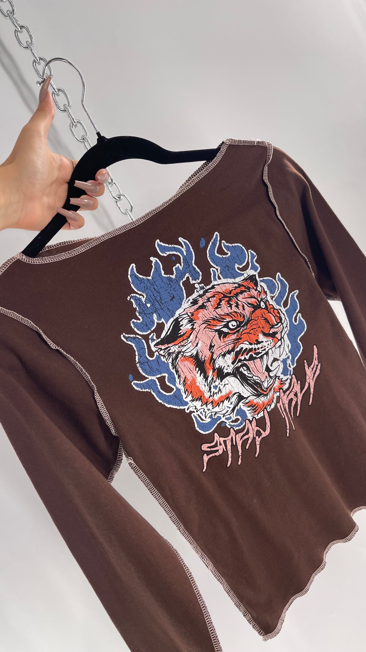 Urban Outfitters Brown Tiger Graphic Long Sleeve (Large)