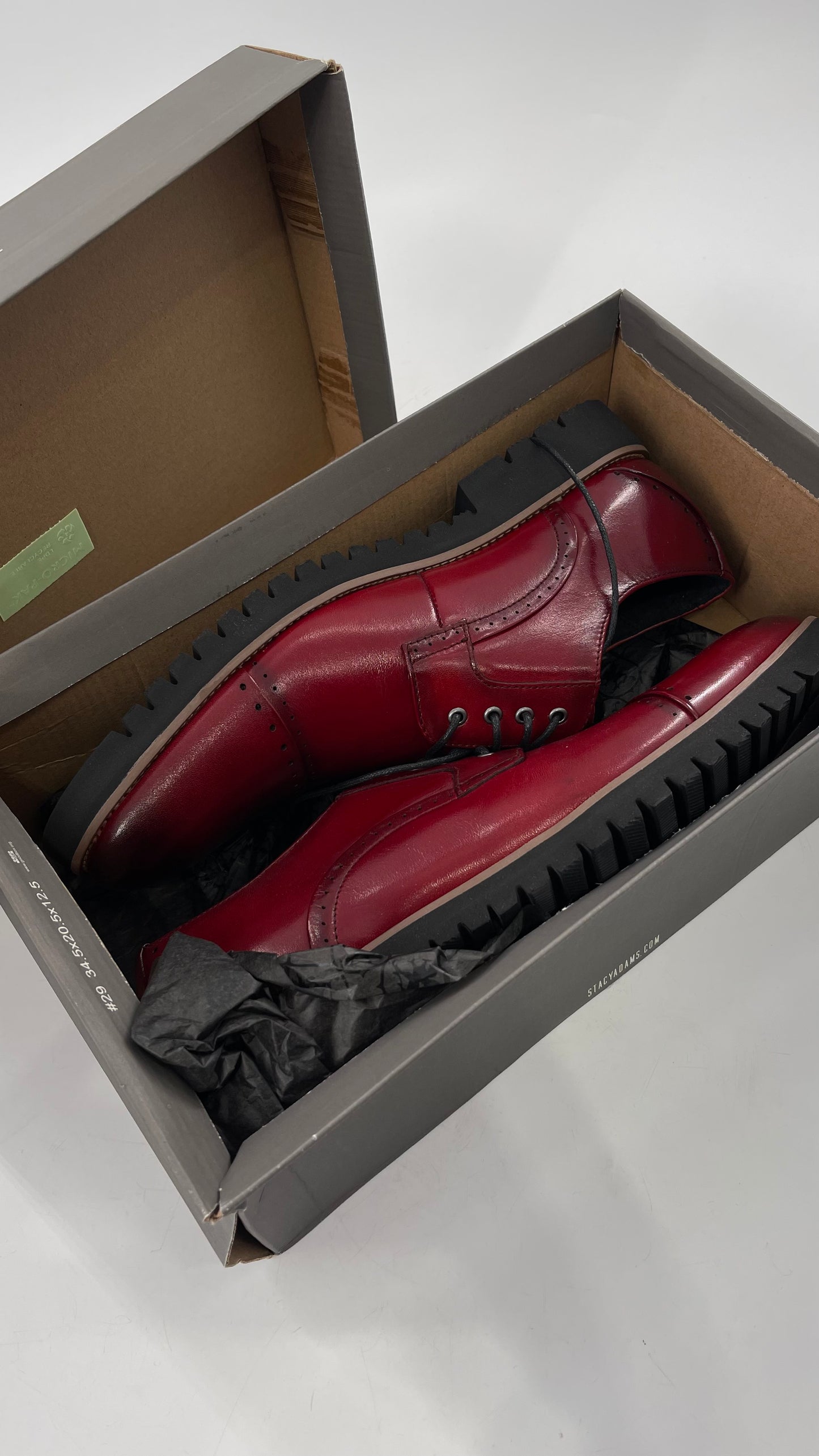 Stacy Adam’s Cherry Red Leather Oxfords with Cap Toe Detail (10)