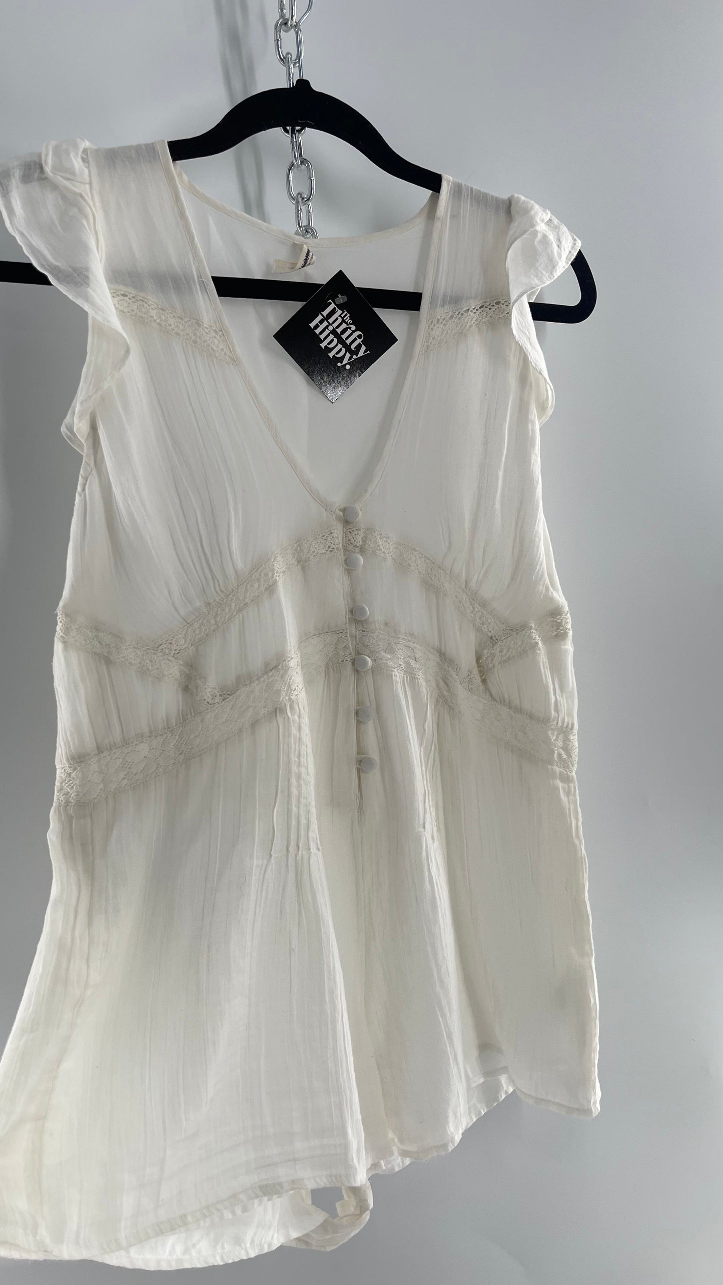 Urban Outfitters White 100% Cotton Jumpsuit and 100% Modal Lining (Small)